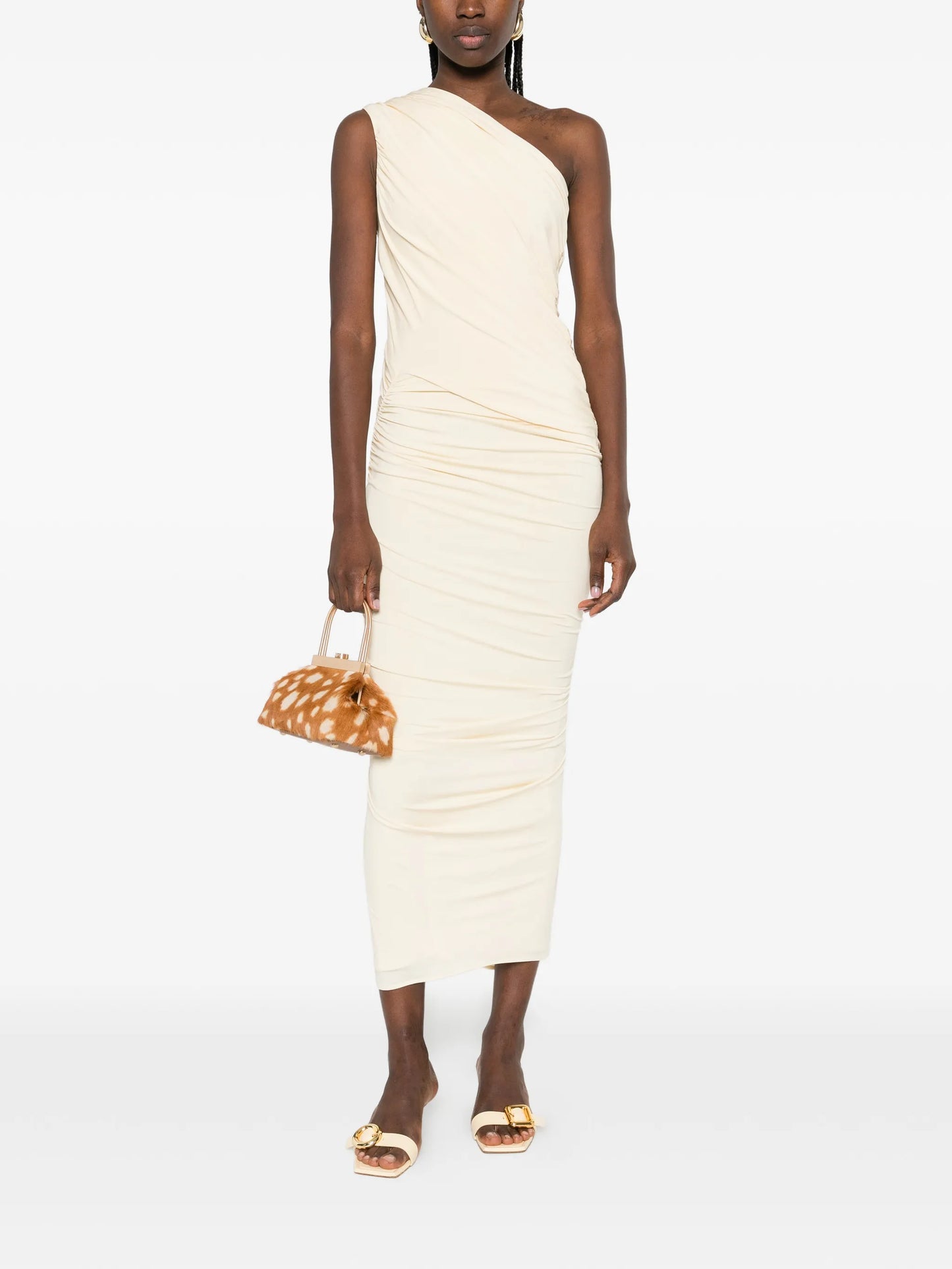 one-shoulder ruched dress