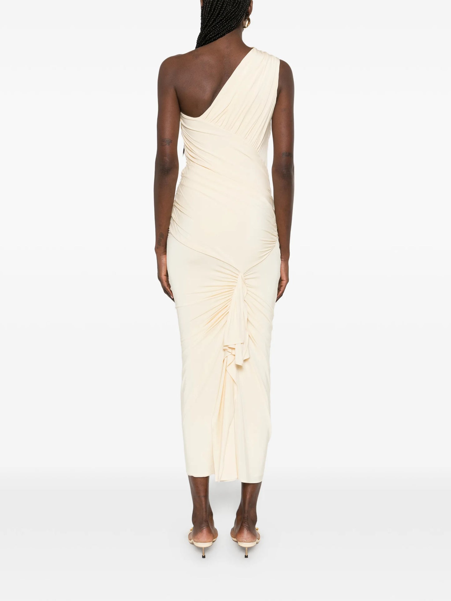 one-shoulder ruched dress
