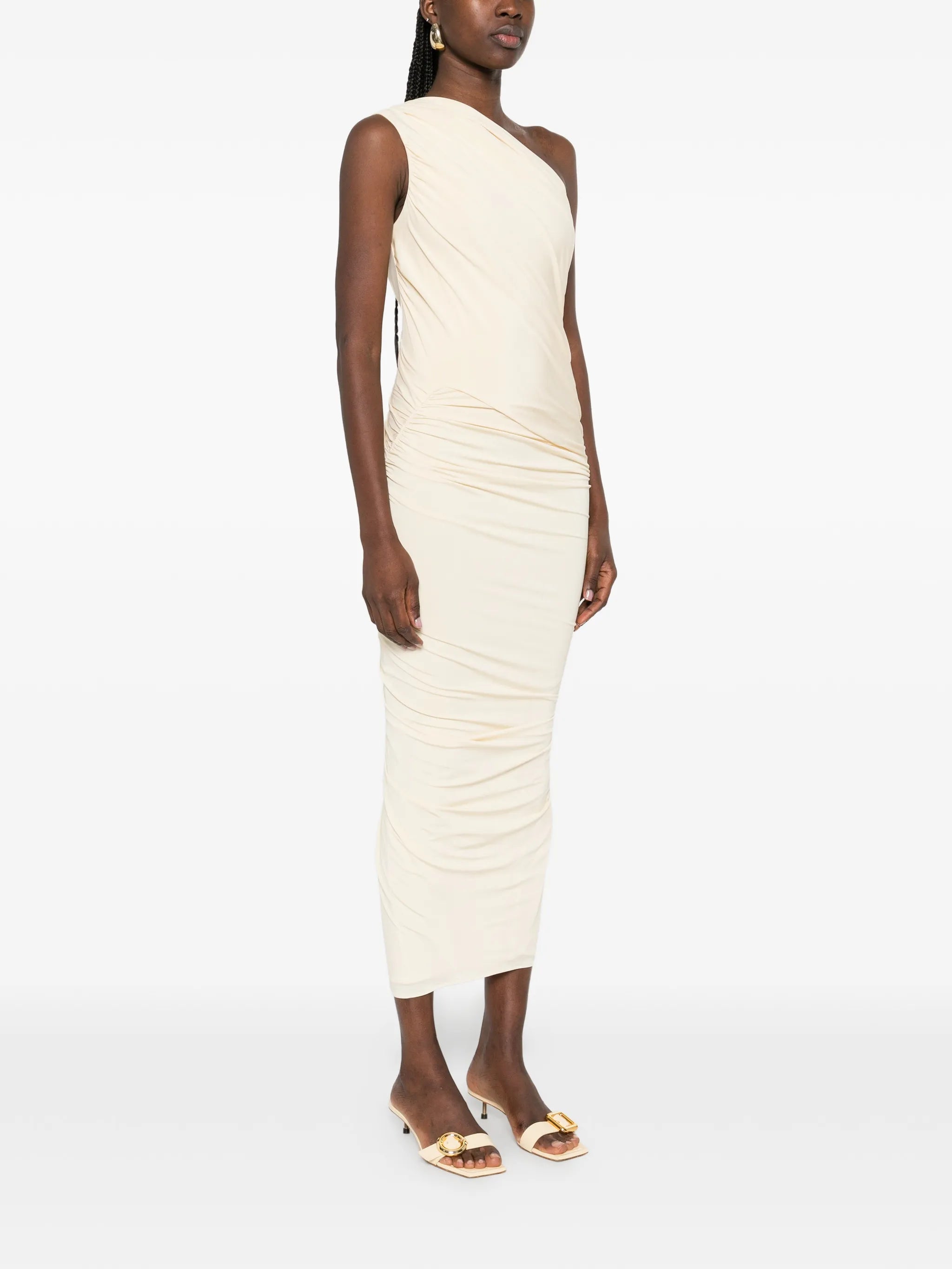 one-shoulder ruched dress