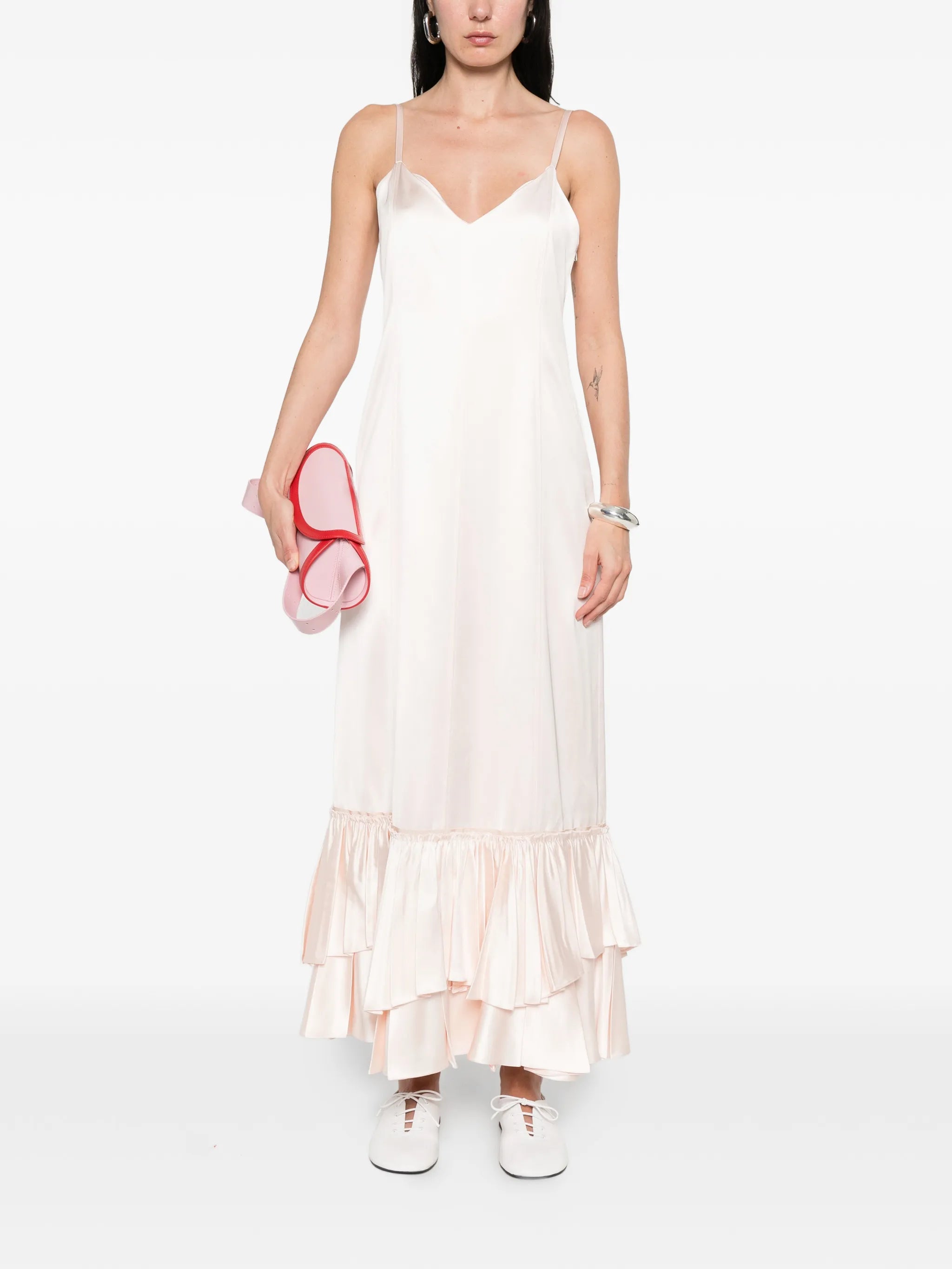 ruffled slip dress