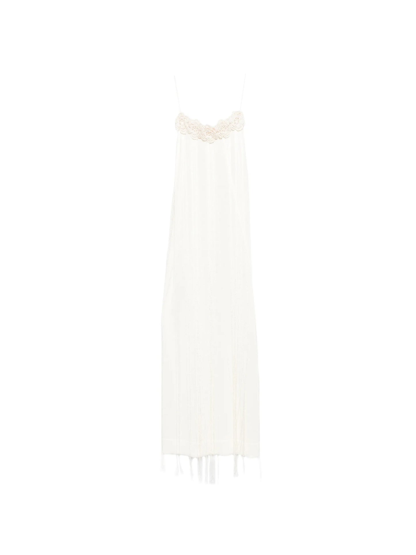 crochet floral slip midi dress