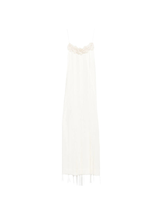 crochet floral slip midi dress
