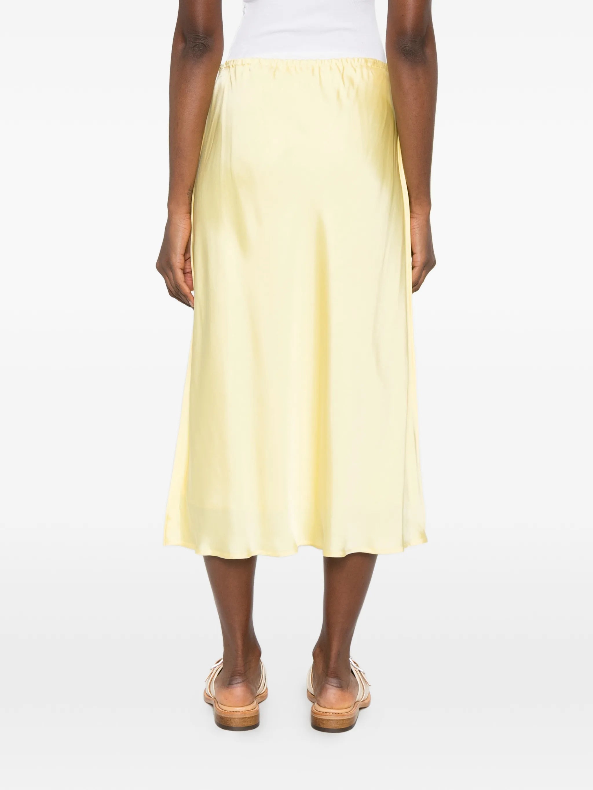 elasticated-waist midi skirt