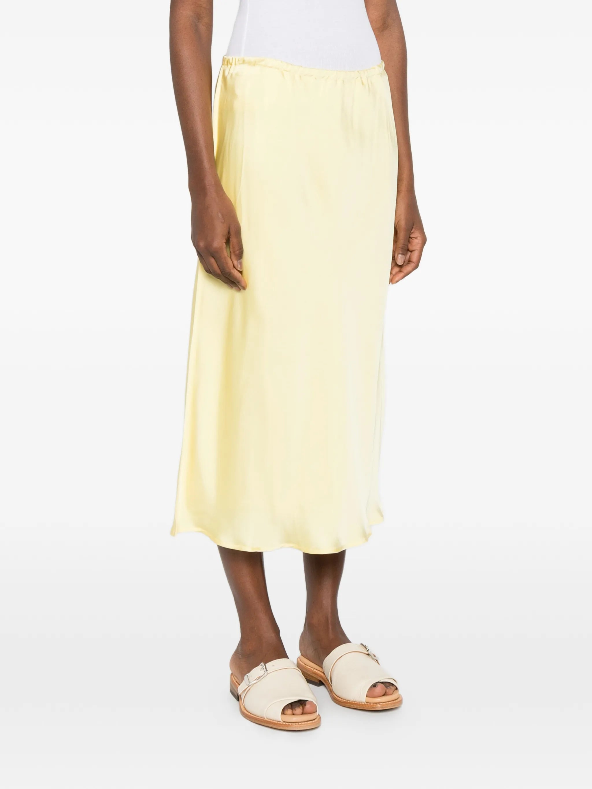 elasticated-waist midi skirt