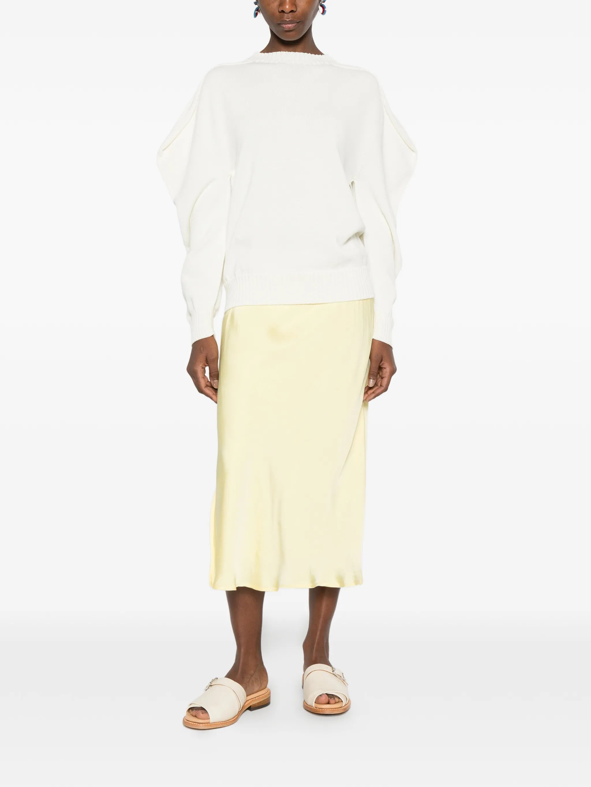 elasticated-waist midi skirt