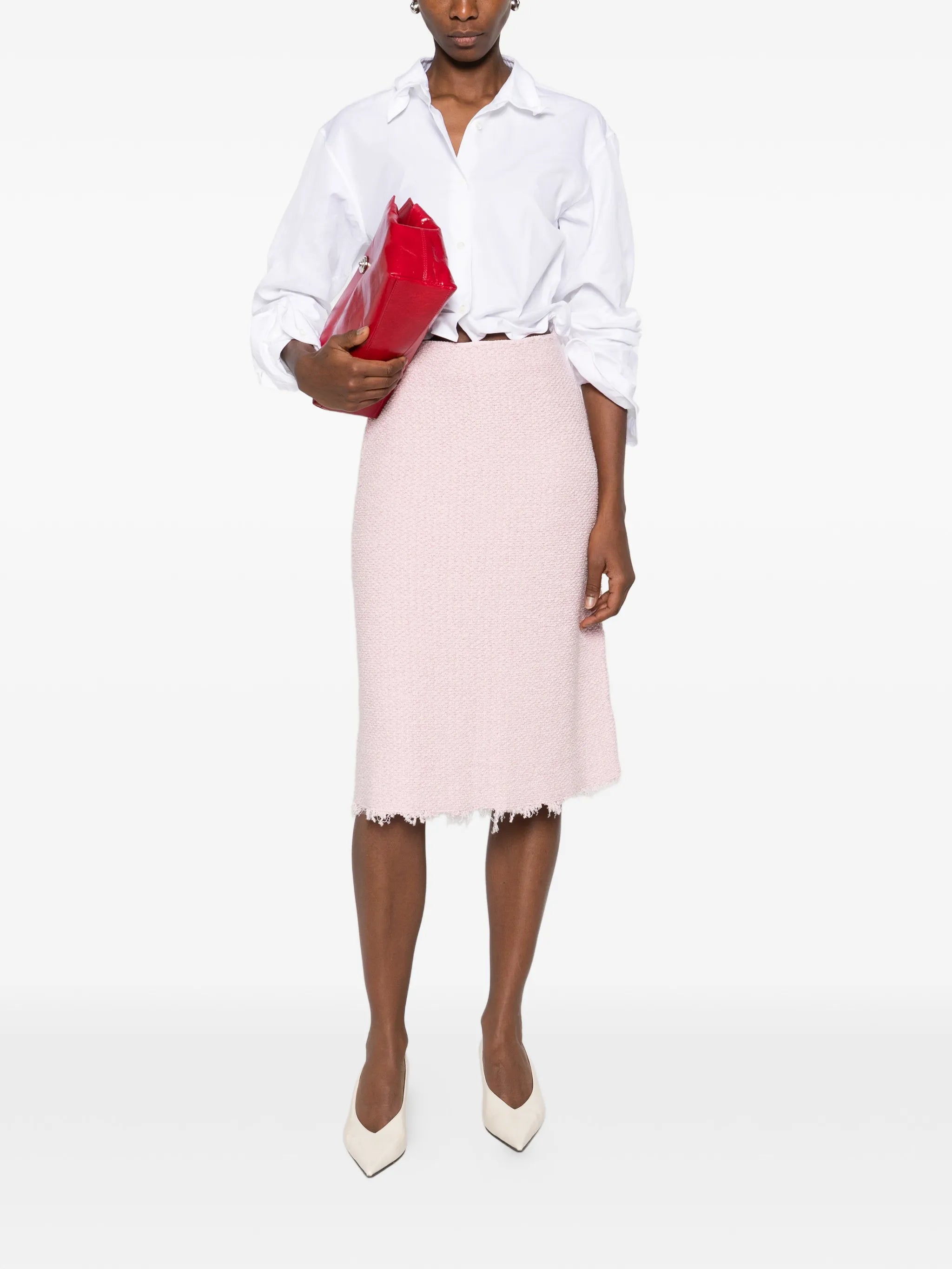 A-line frayed skirt