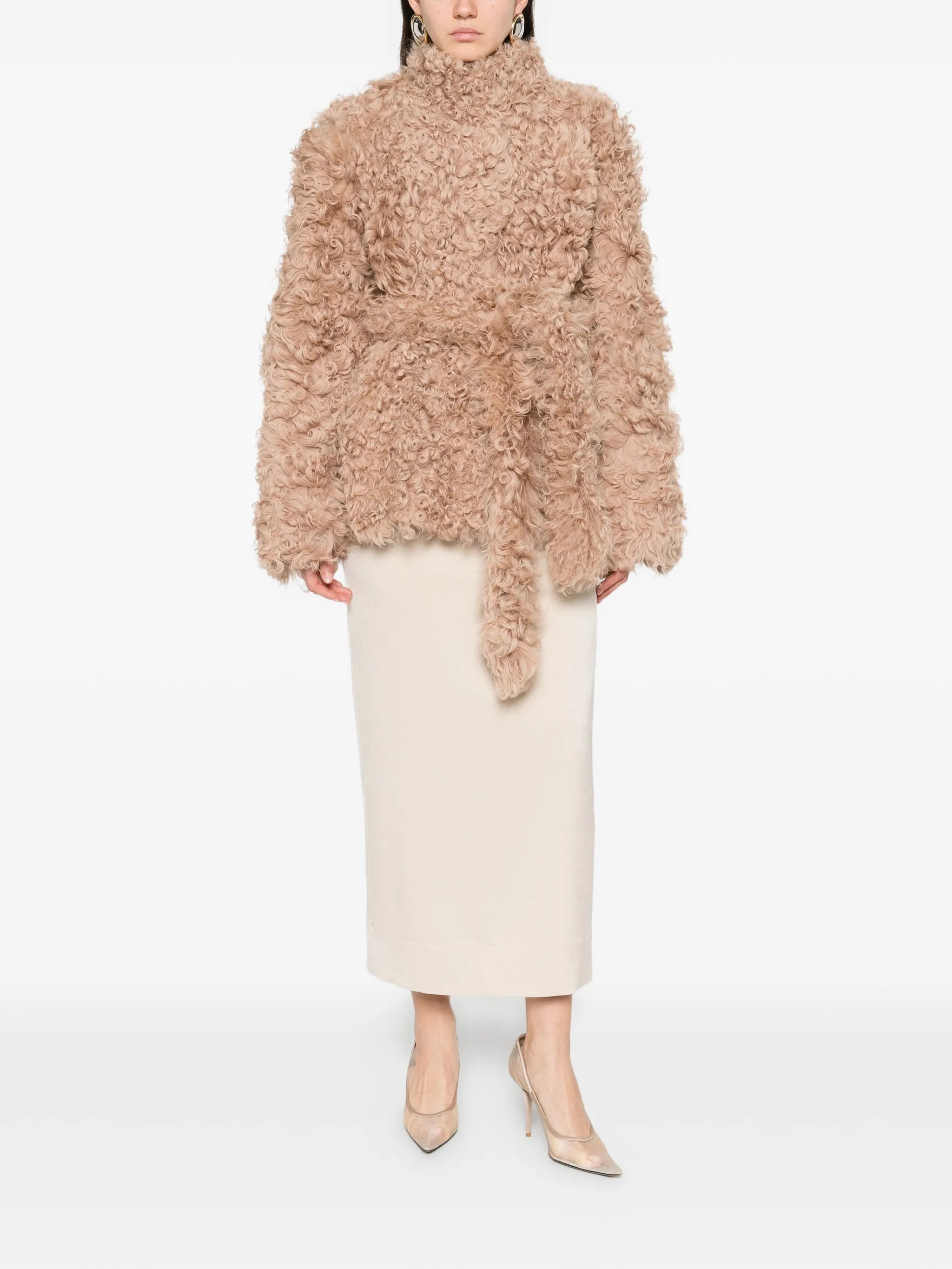 Elsa belted fur coat
