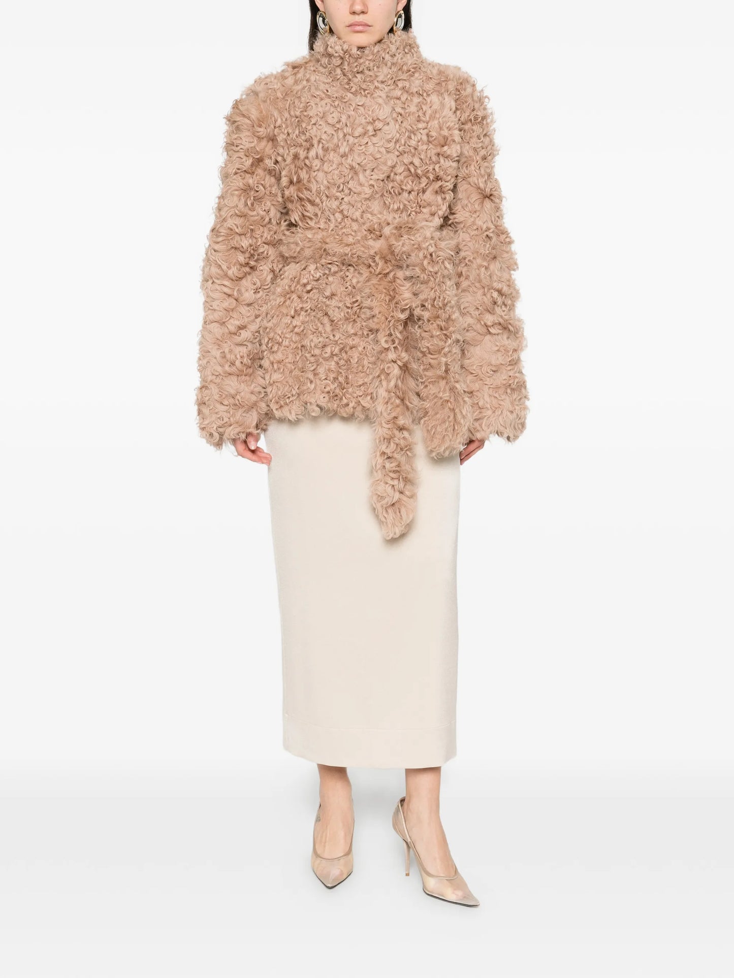 Elsa belted fur coat