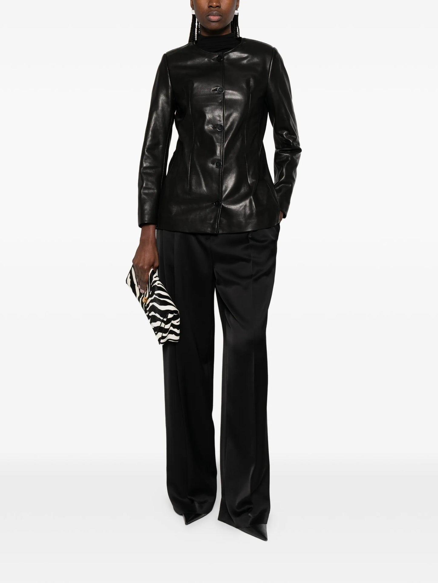 Maud button-up leather jacket