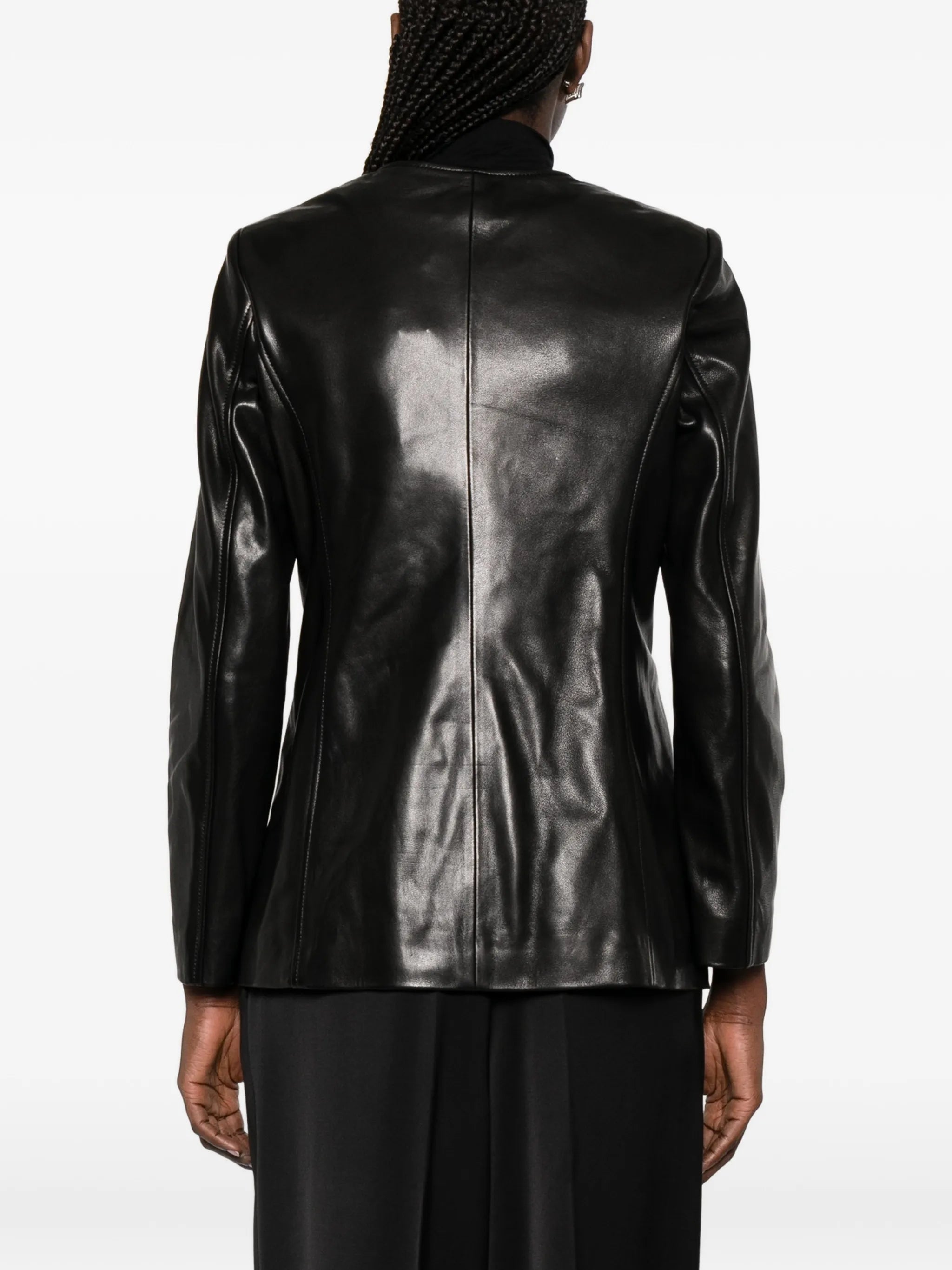 Maud button-up leather jacket