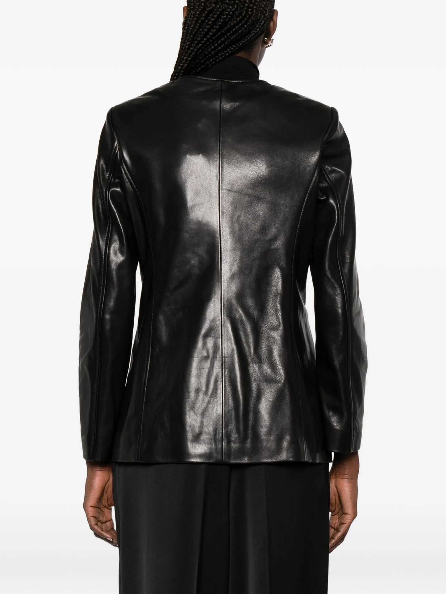 Maud button-up leather jacket