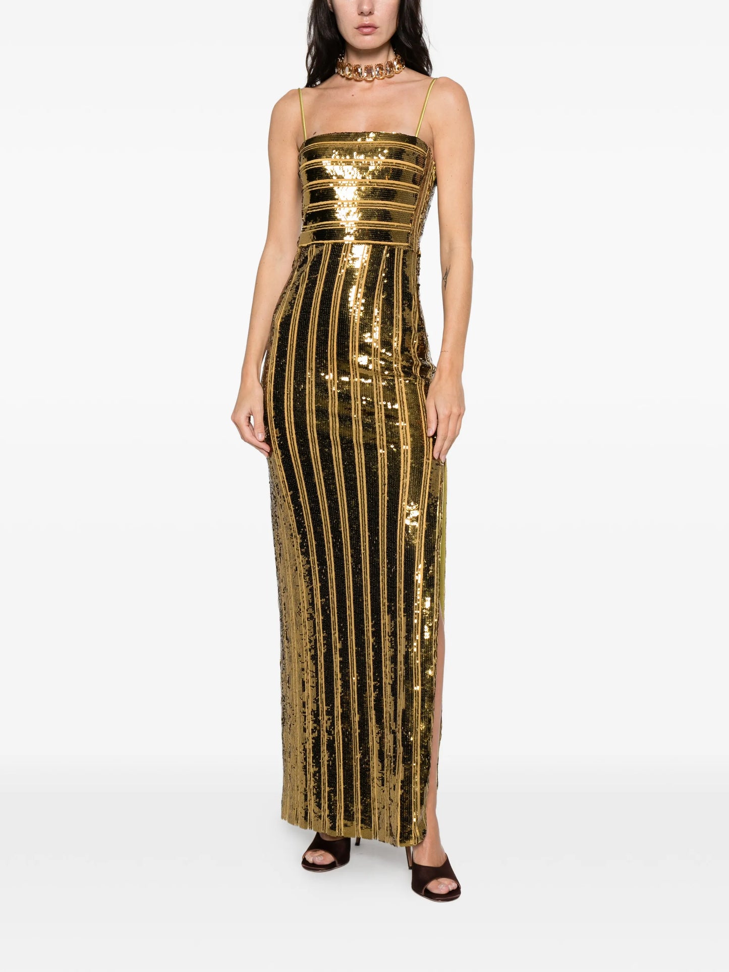 sequin bandeau gown maxi dress