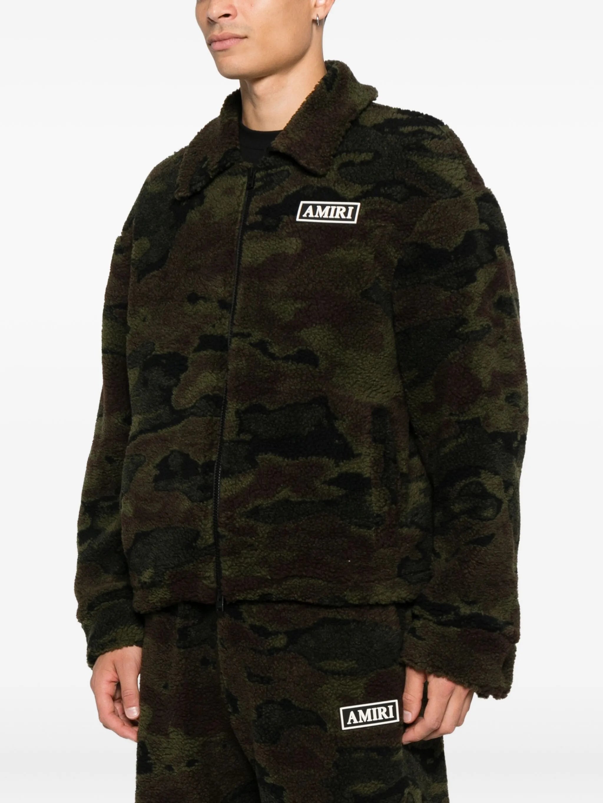 camo fleece zip-up bomber jacket