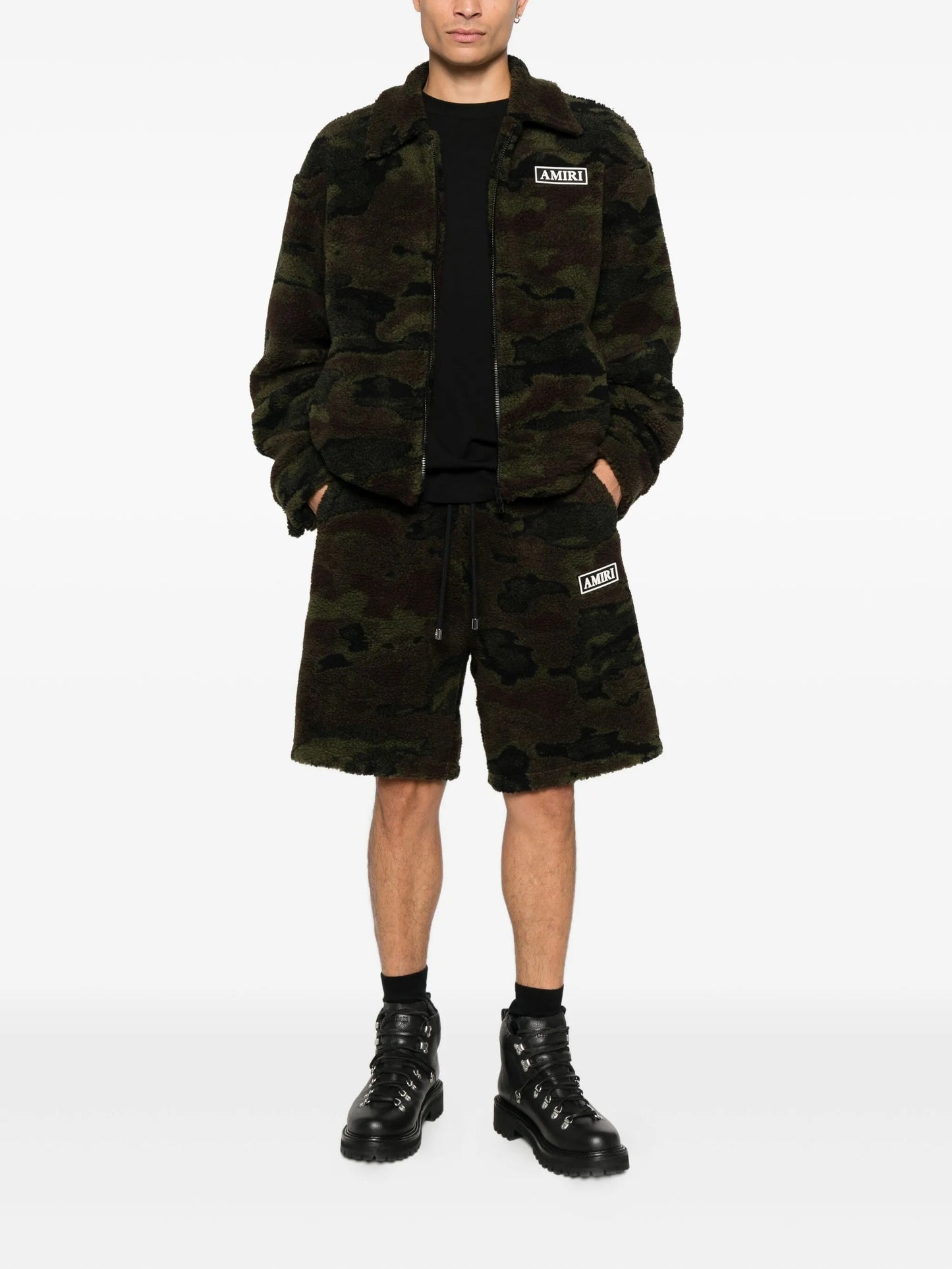 camo fleece zip-up bomber jacket