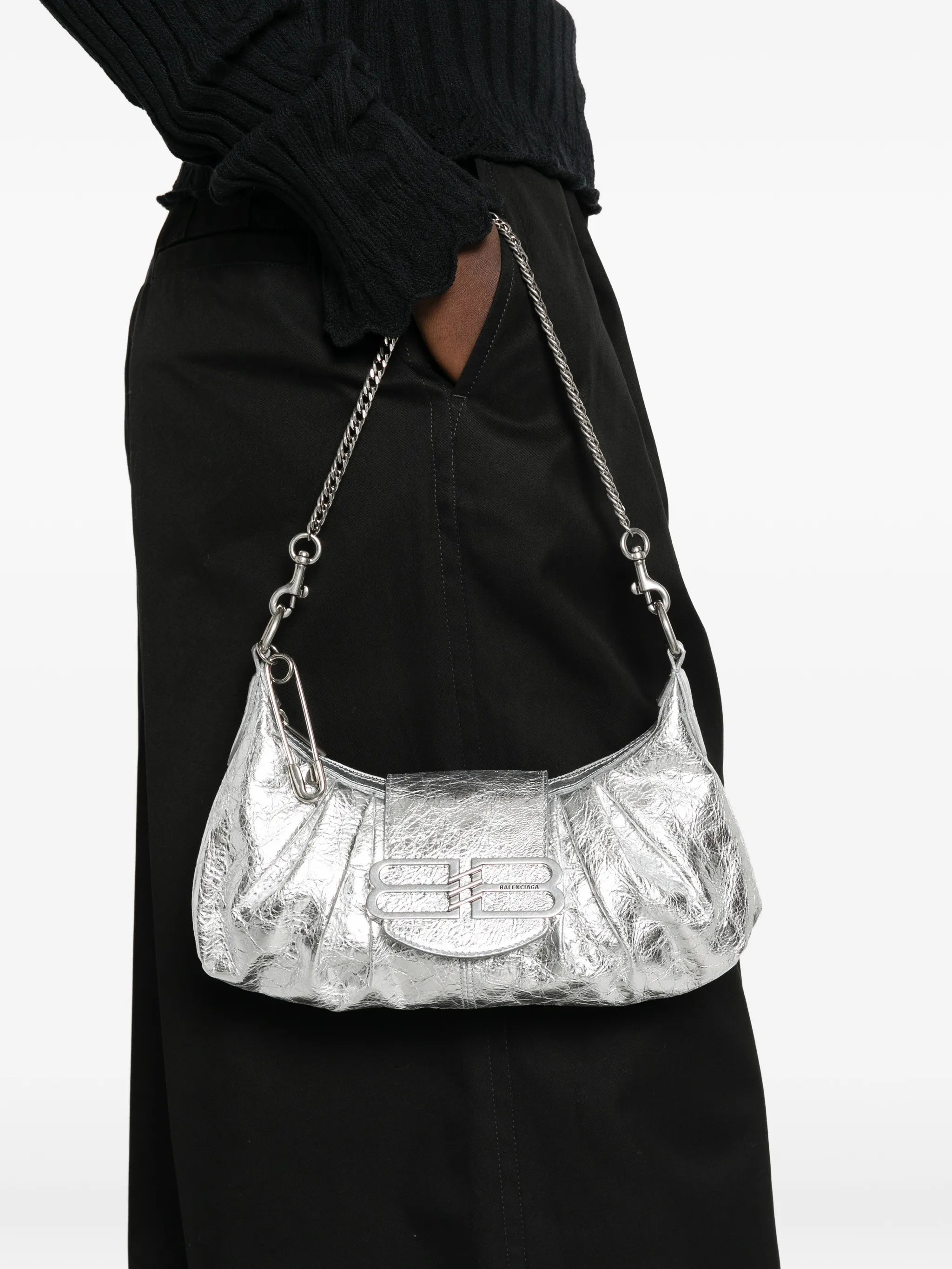 Pamela metallised-leather shoulder bag