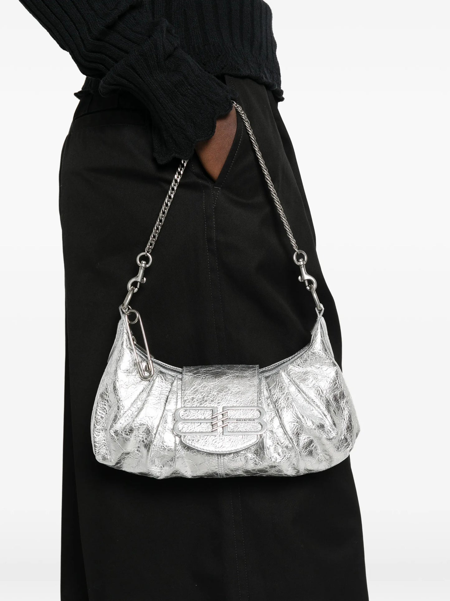 Pamela metallised-leather shoulder bag