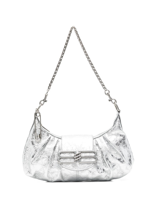 Pamela metallised-leather shoulder bag