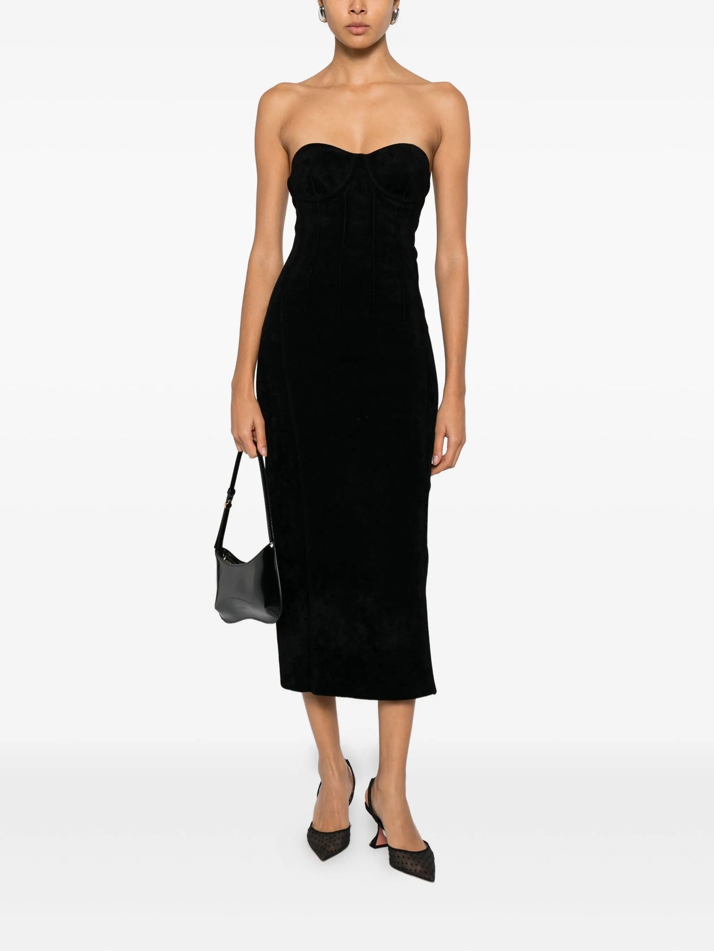 Titania bustier velvet midi dress
