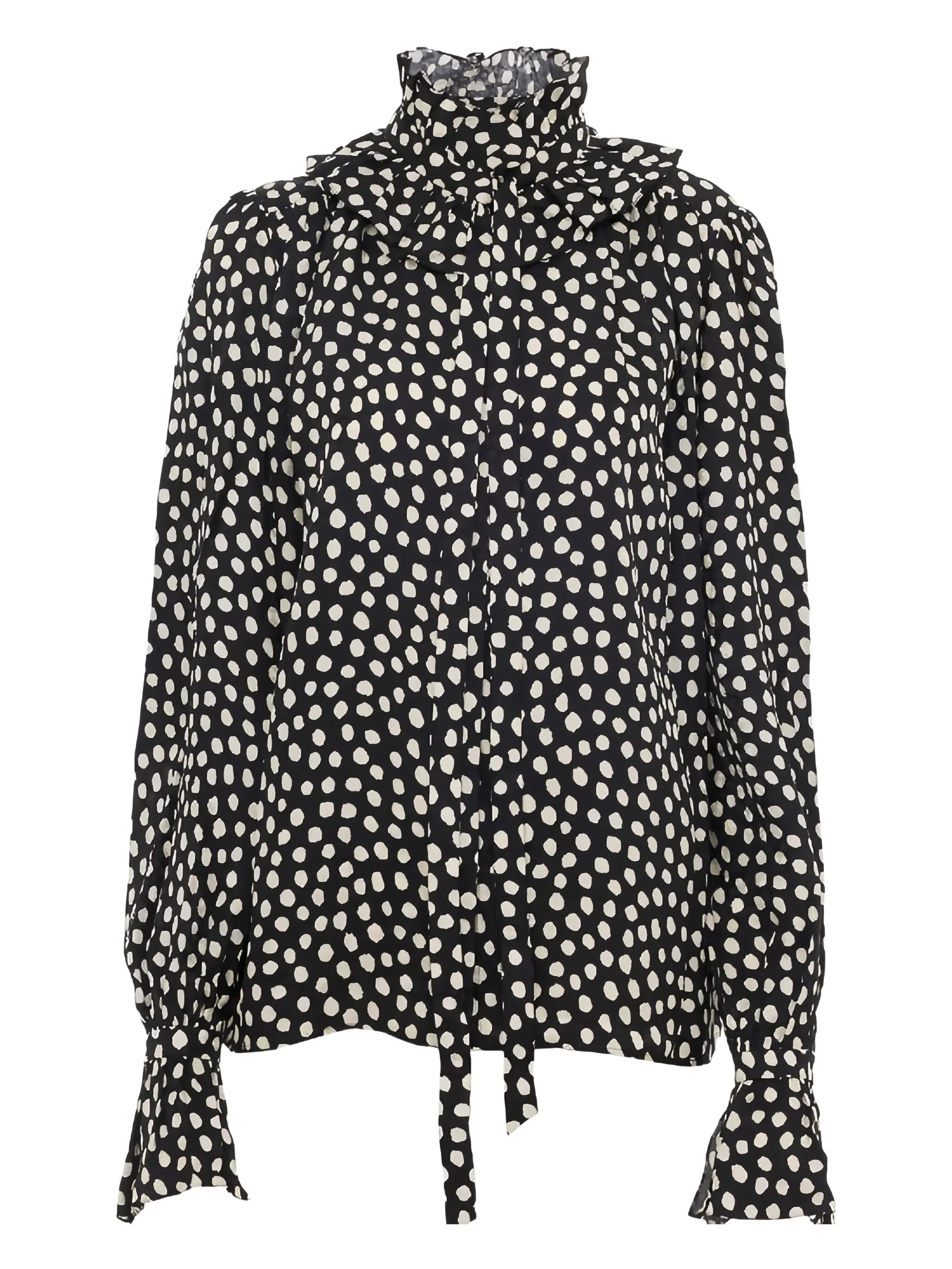 ruffled polka-dot blouse