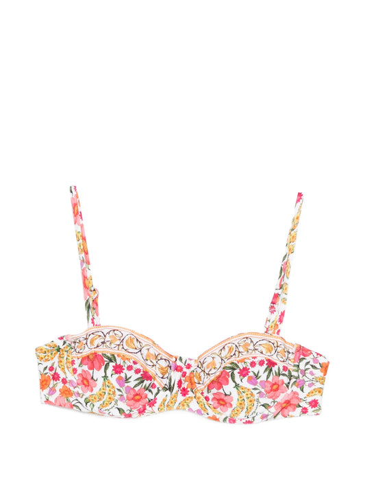 banana-print underwire bikini top