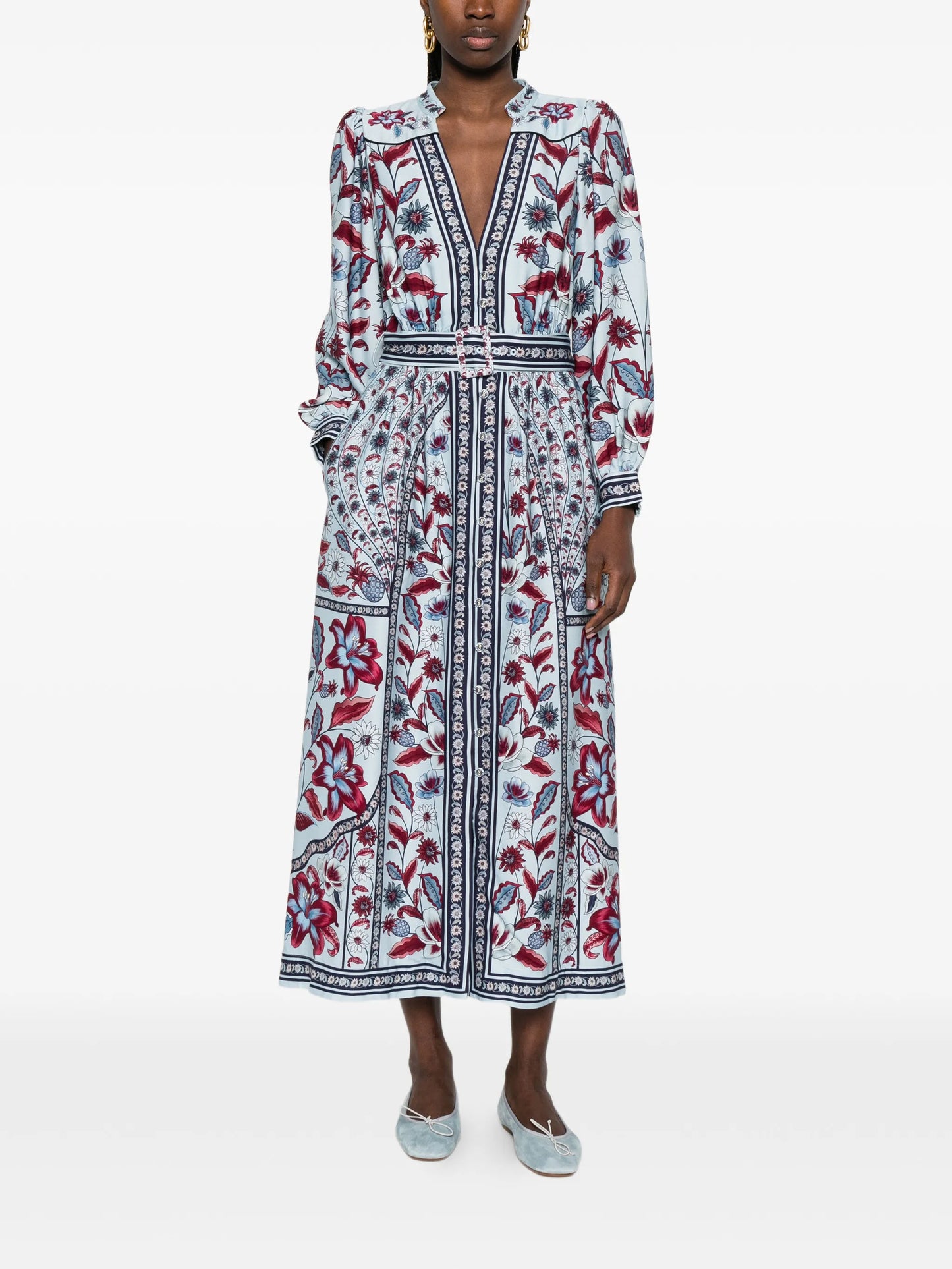 Marcelle floral belted midi dress