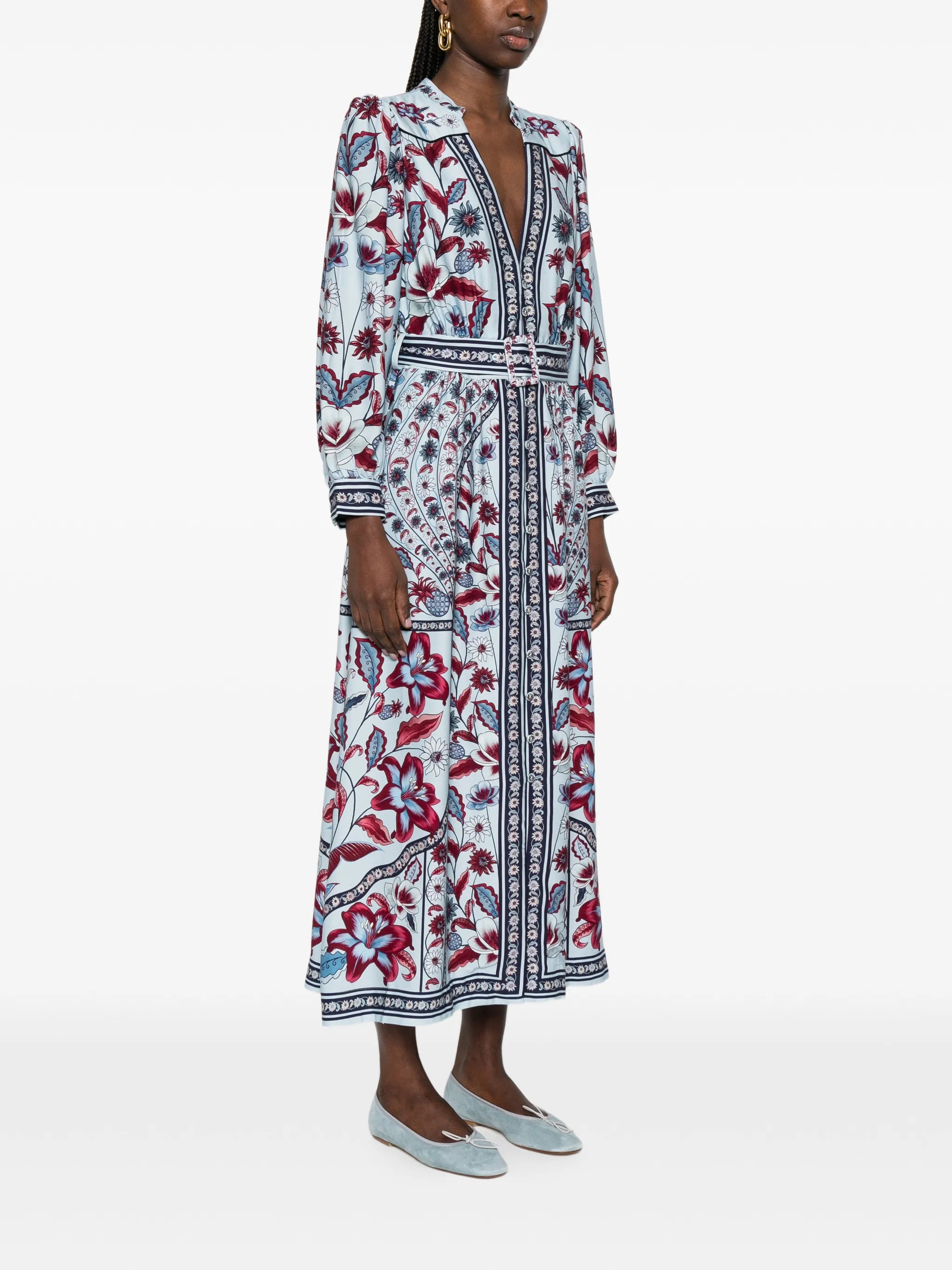 Marcelle floral belted midi dress