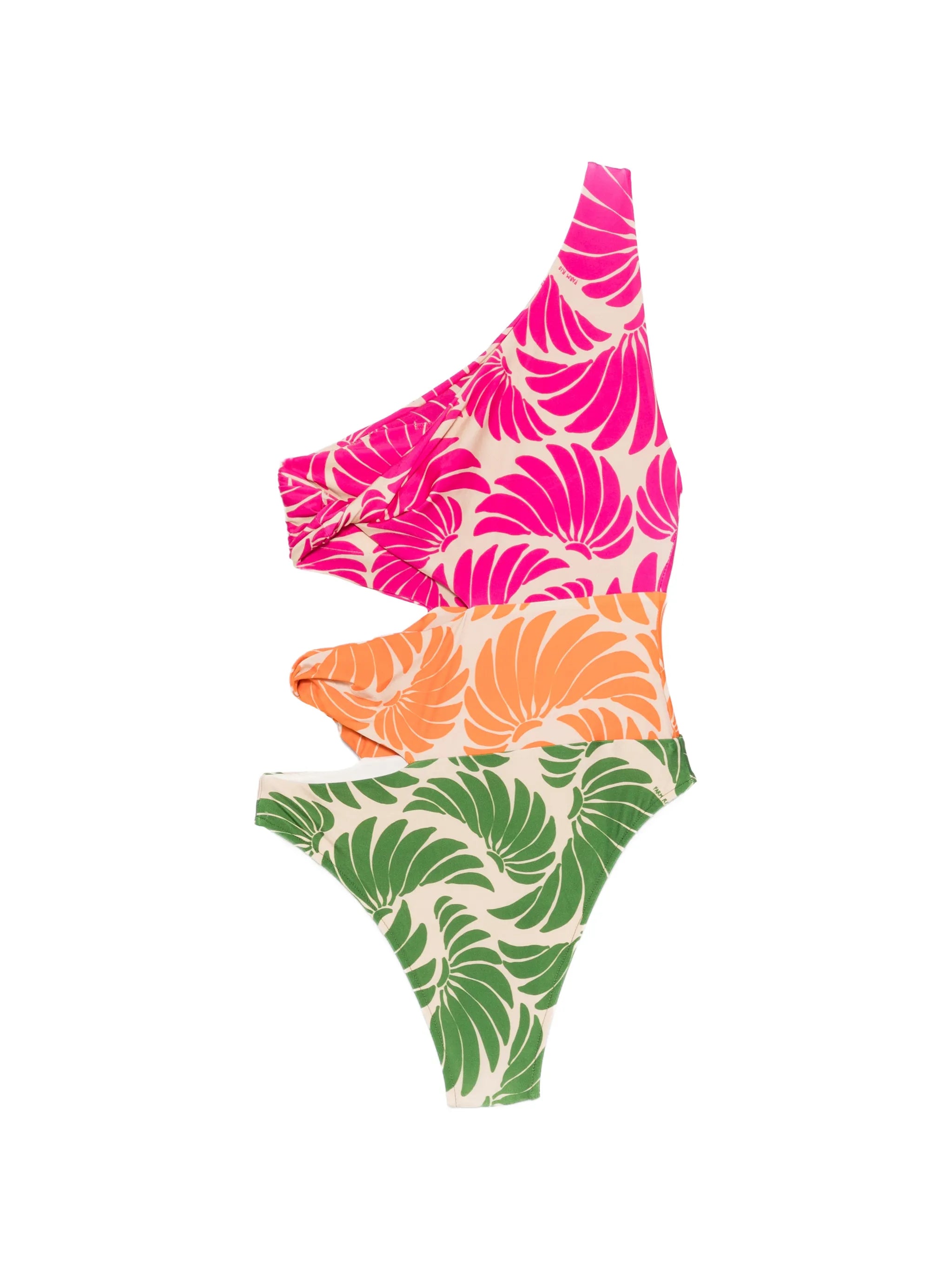 one-shoulder floral-print swimsuit