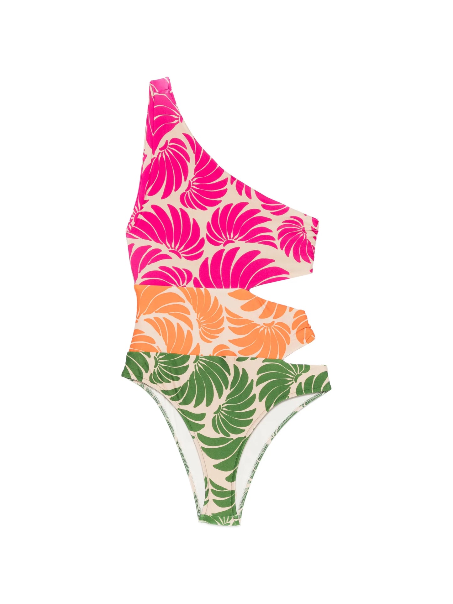 one-shoulder floral-print swimsuit