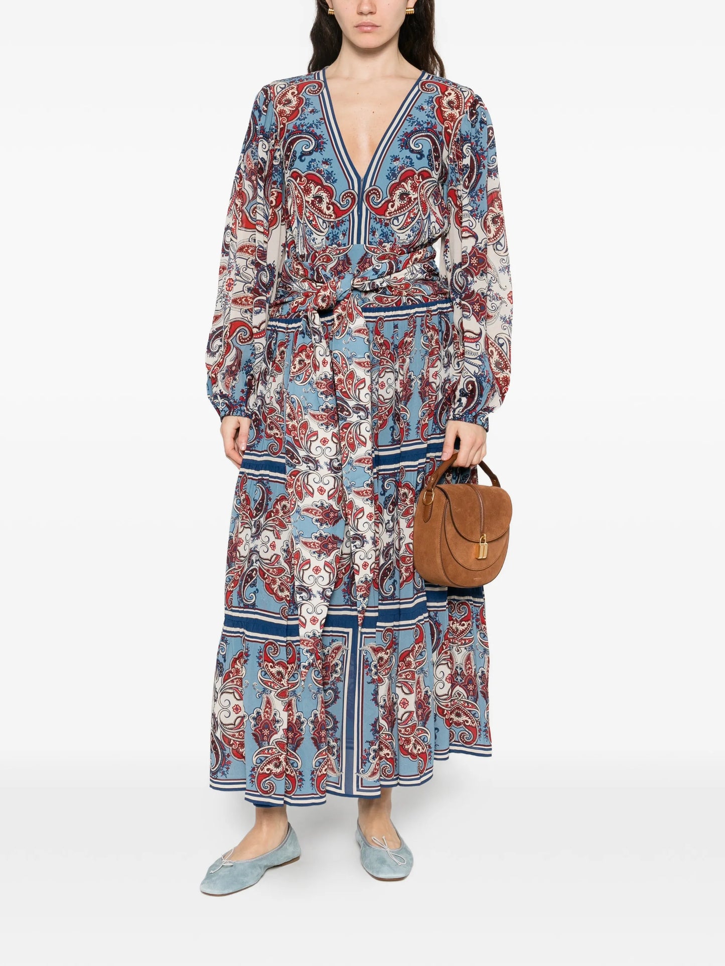 Paisley Scarf tie-waist maxi dress