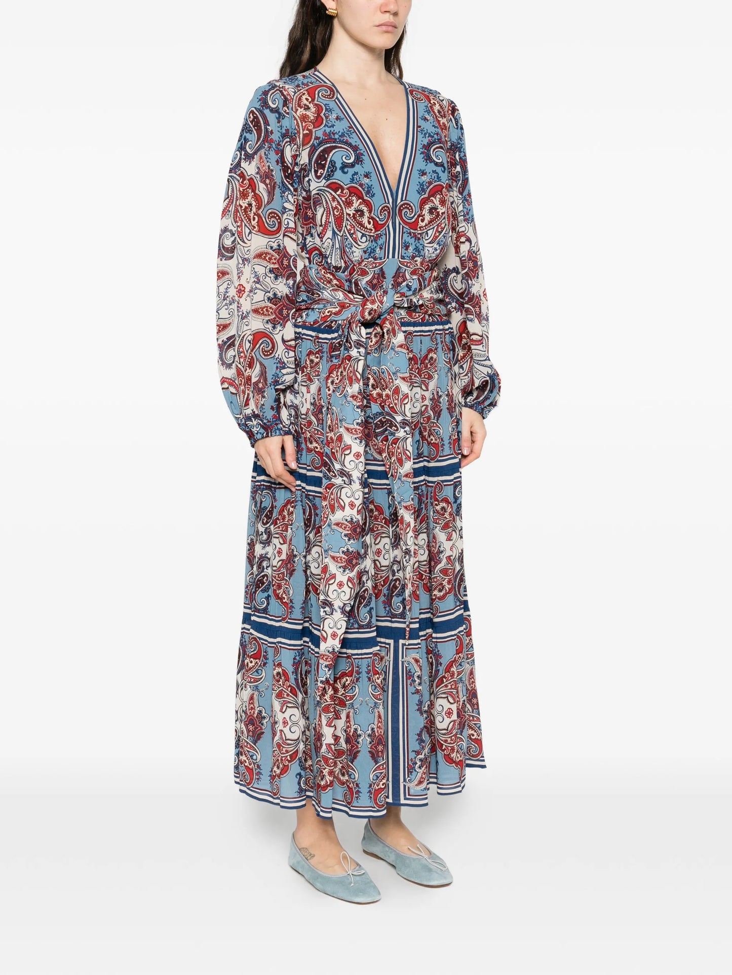 Paisley Scarf tie-waist maxi dress