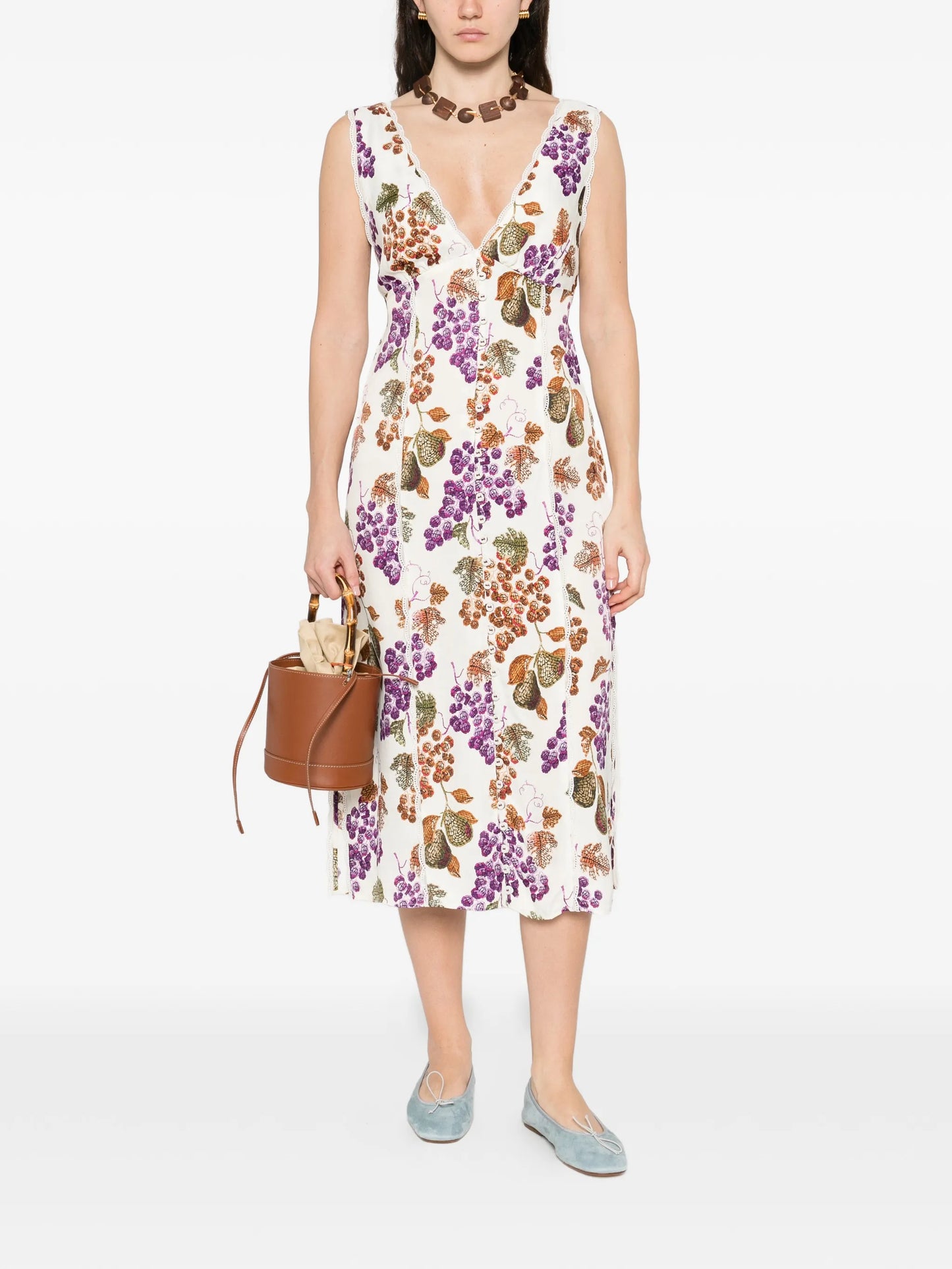 Grape Garden sleeveless midi dress