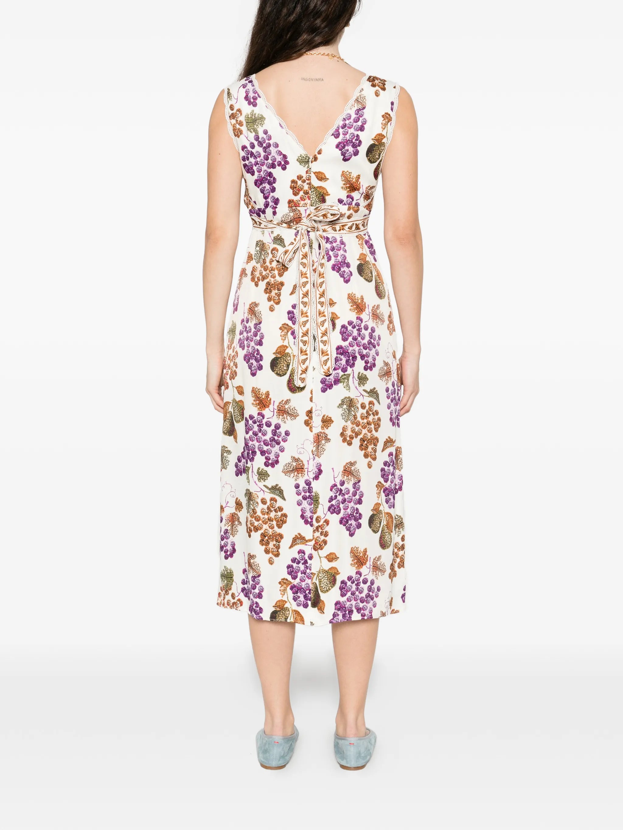 Grape Garden sleeveless midi dress