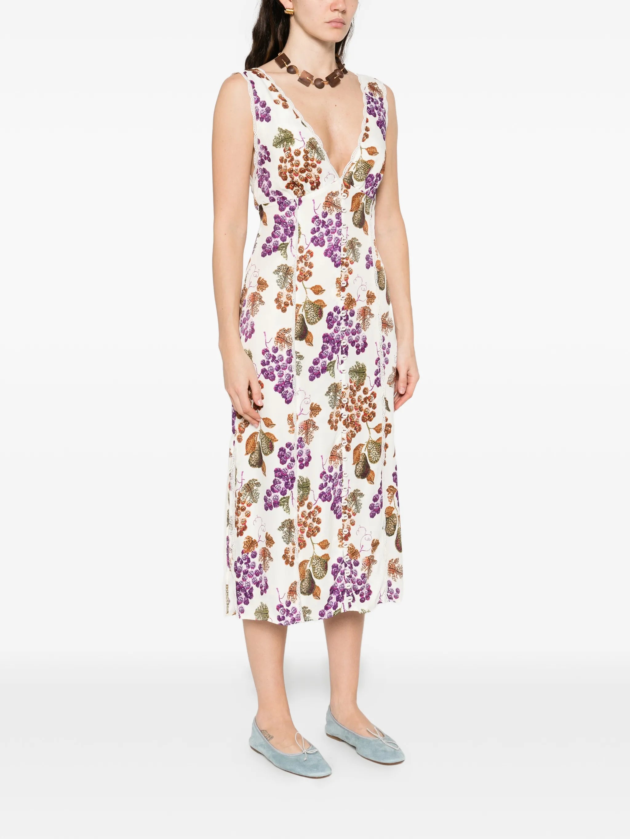 Grape Garden sleeveless midi dress