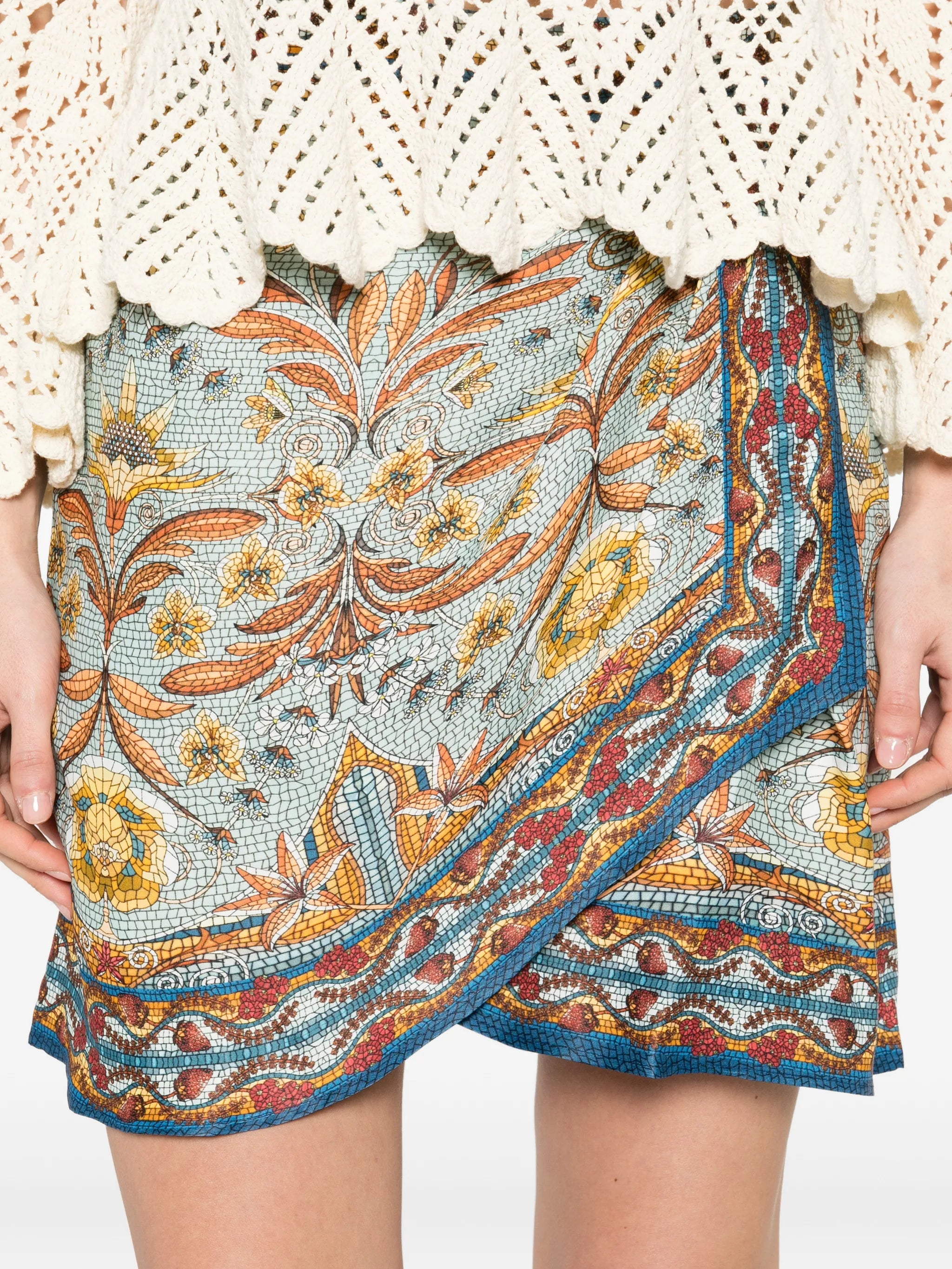 Mosaic Garden mini wrap skirt