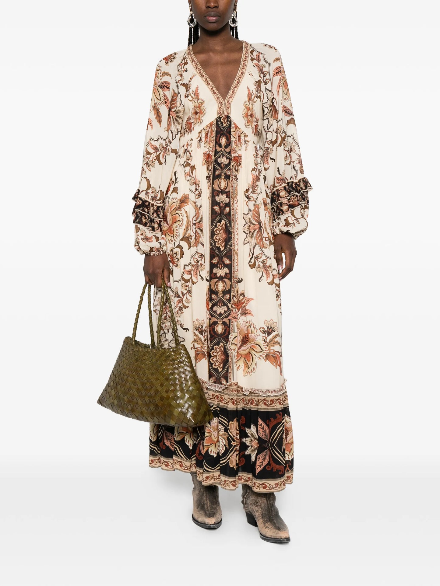 Majestic Garden ruffled floral-print dress