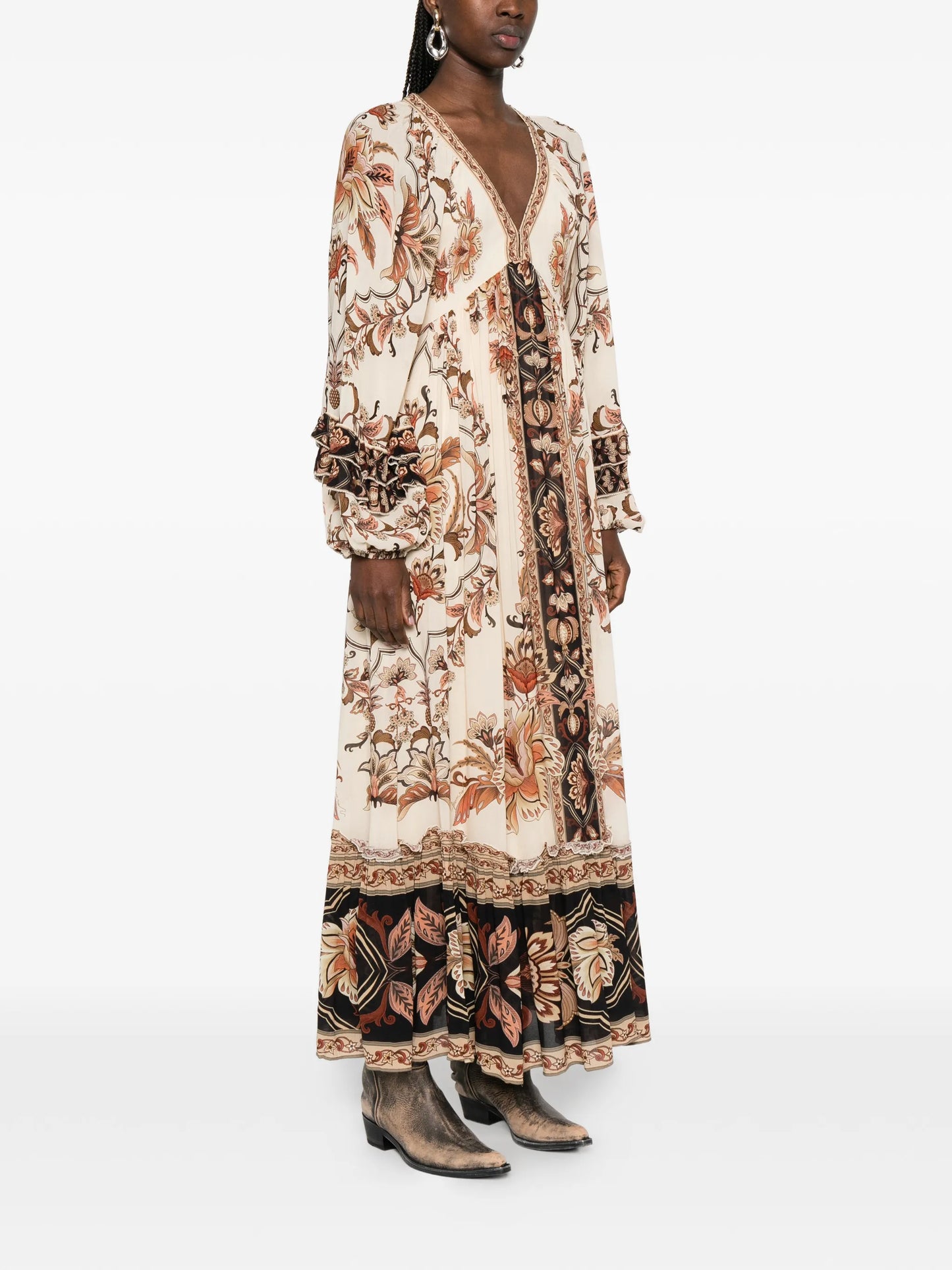 Majestic Garden ruffled floral-print dress