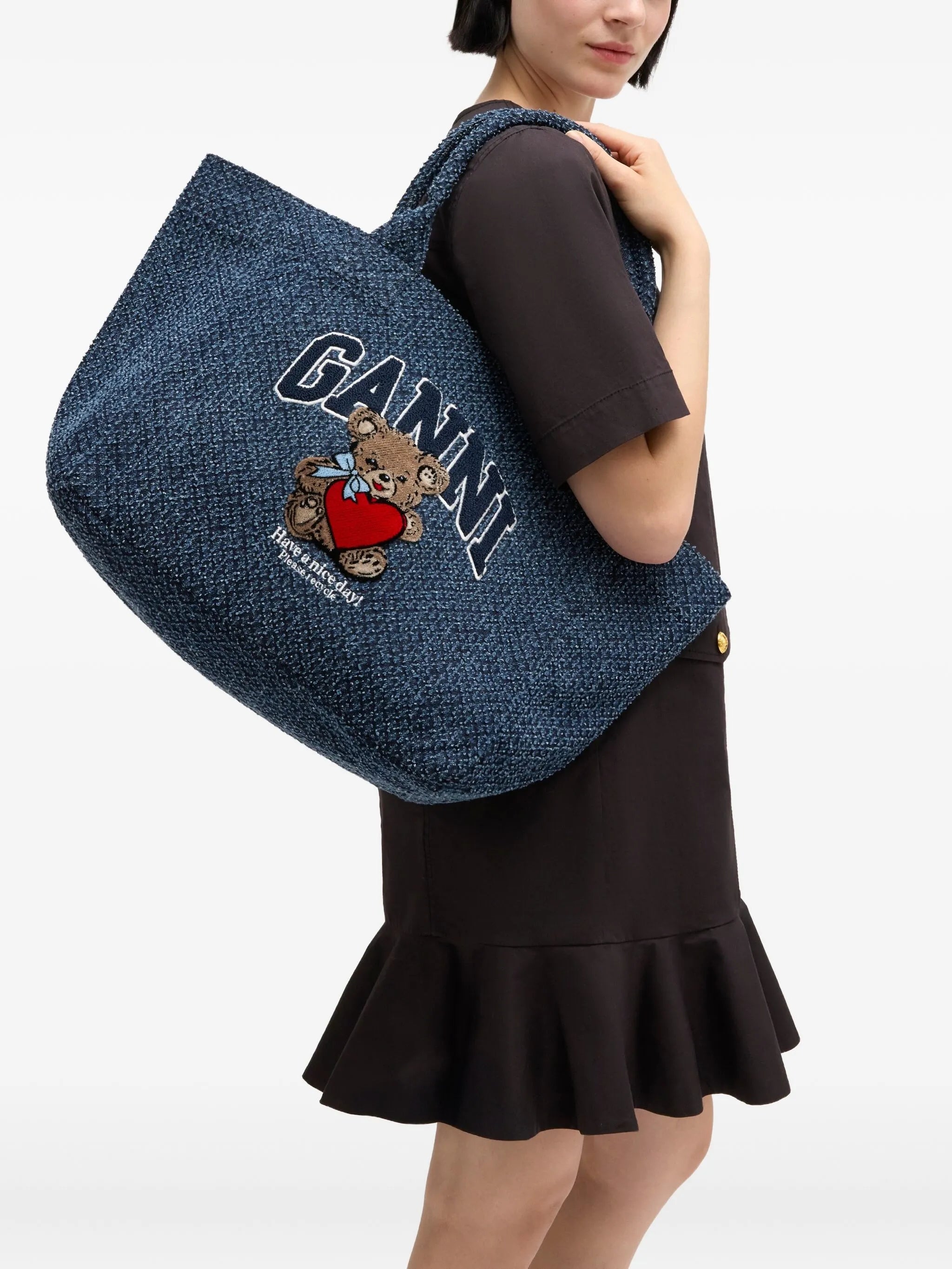 medium denim graphic tote bag