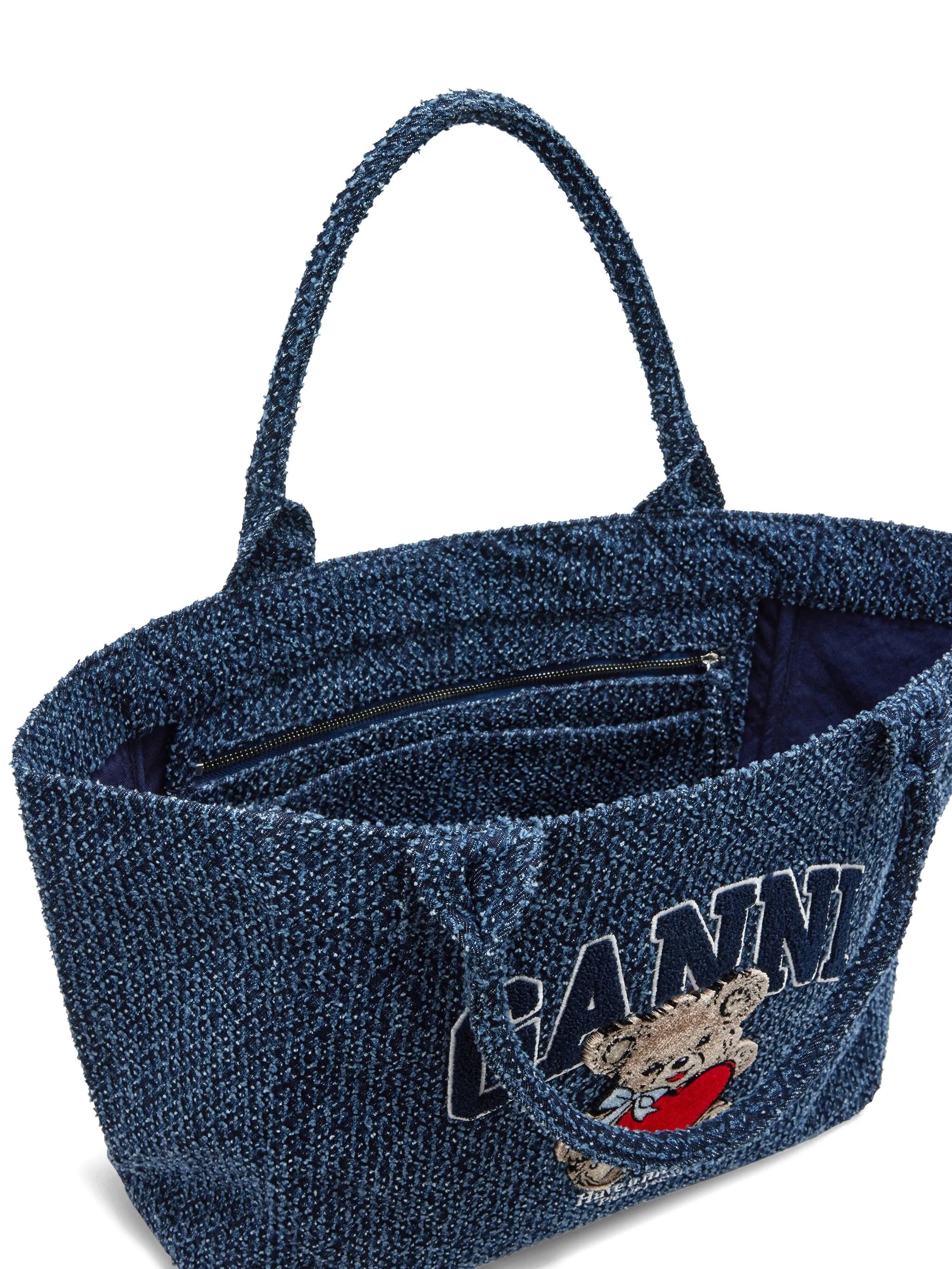 medium denim graphic tote bag