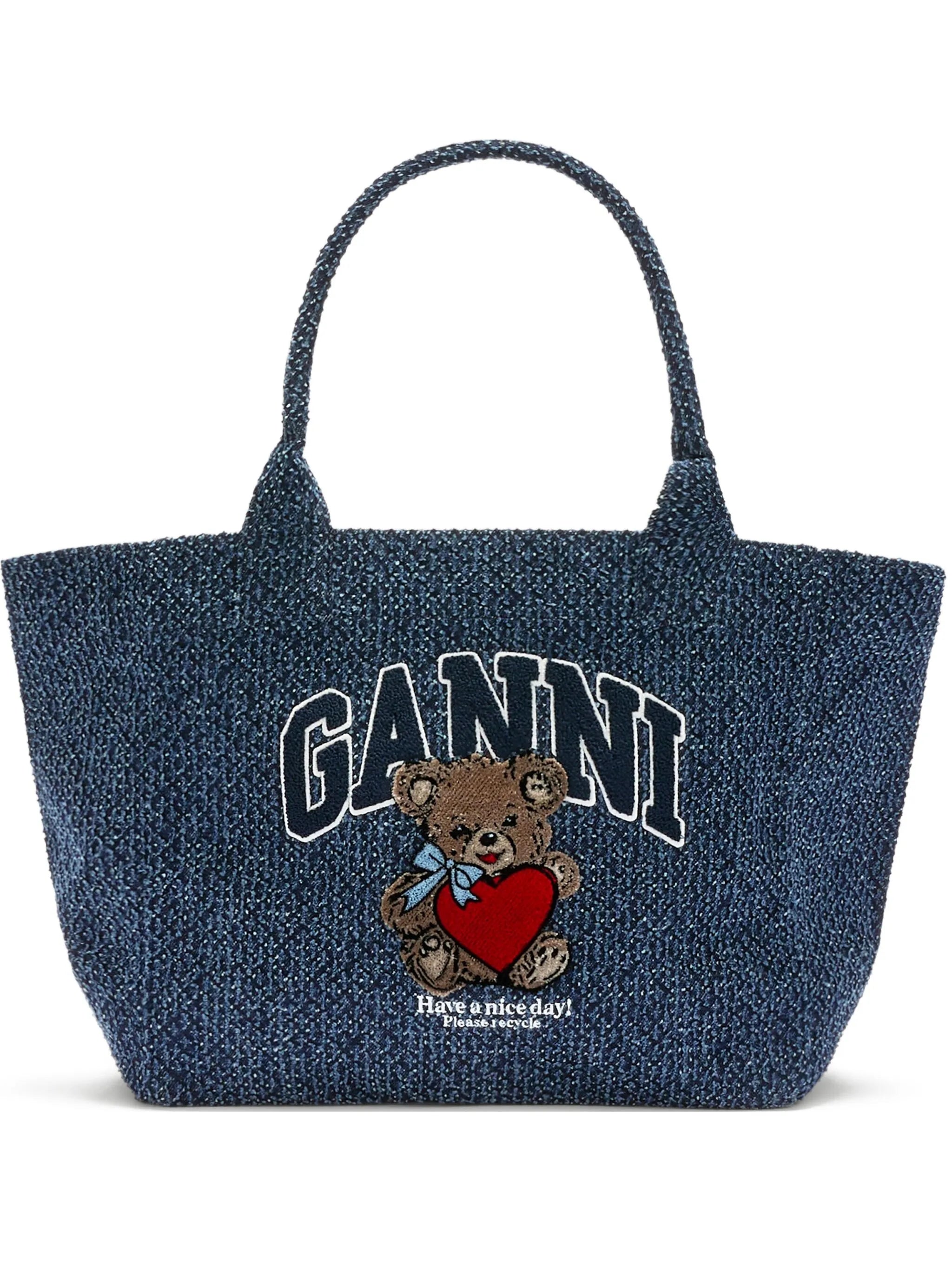 medium denim graphic tote bag