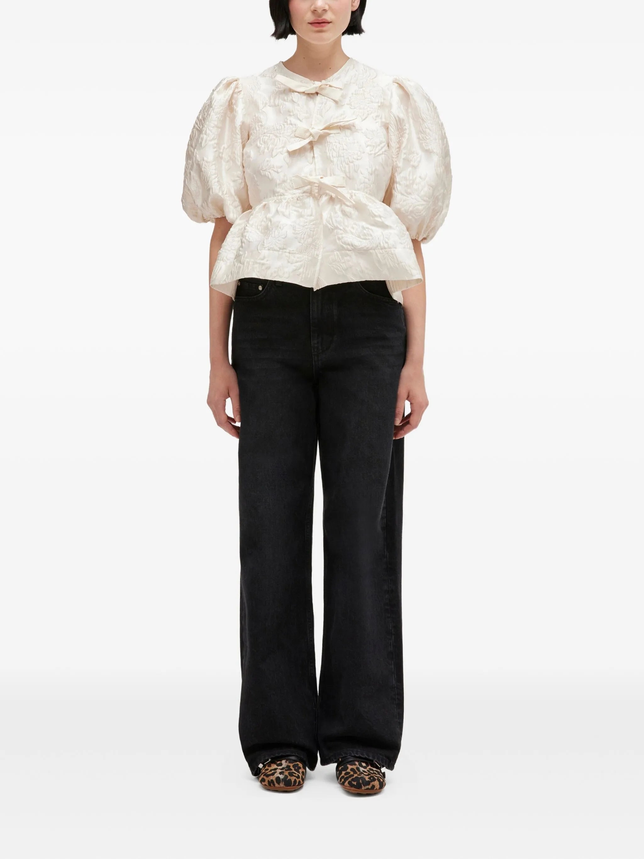 bow puff-sleeve blouse