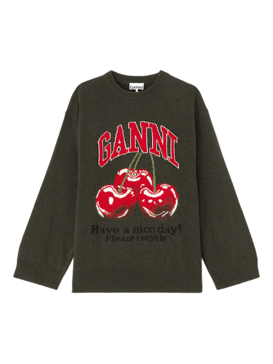 cherry-print graphic sweater