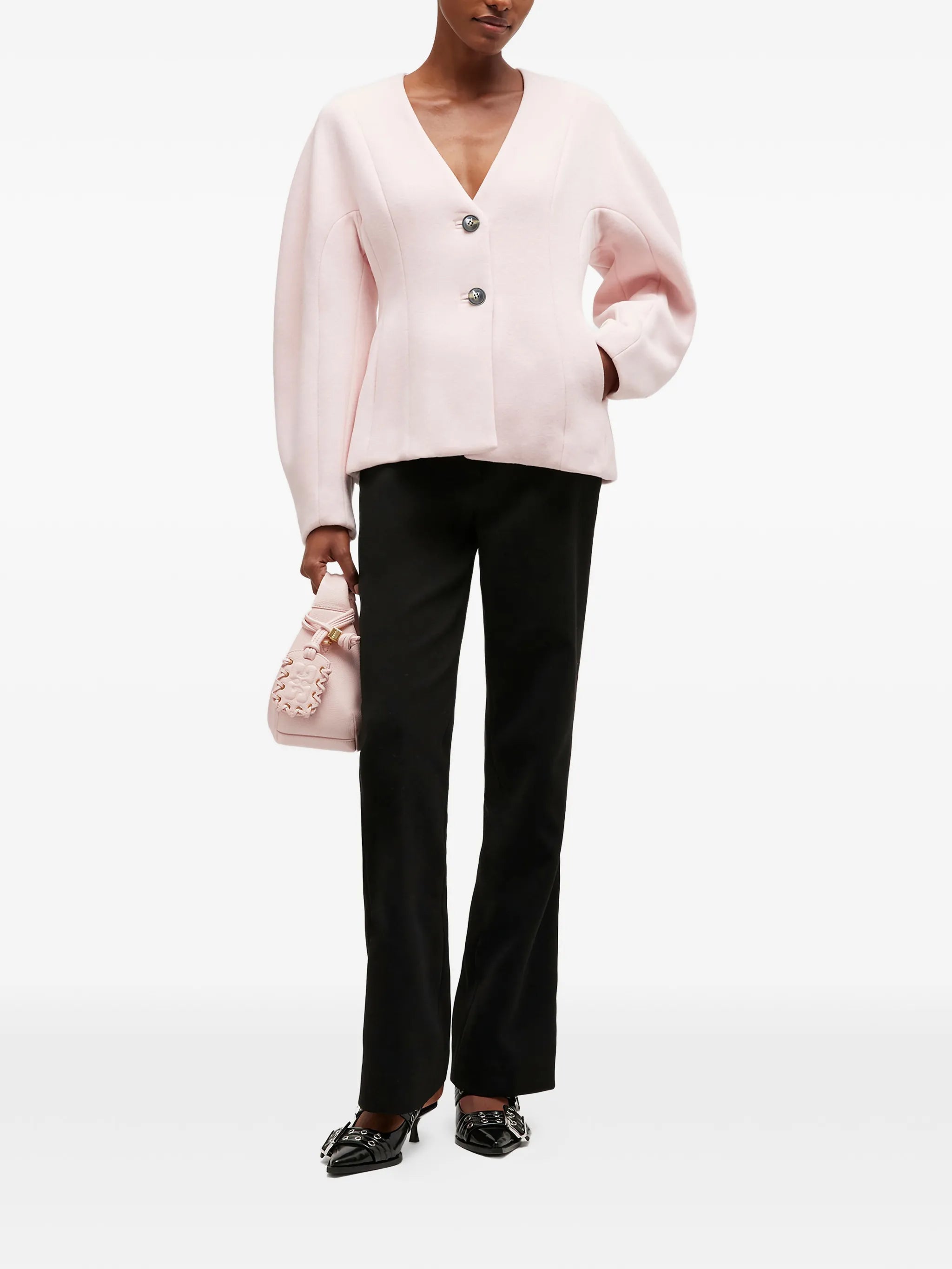 buttoned V-neck jacket