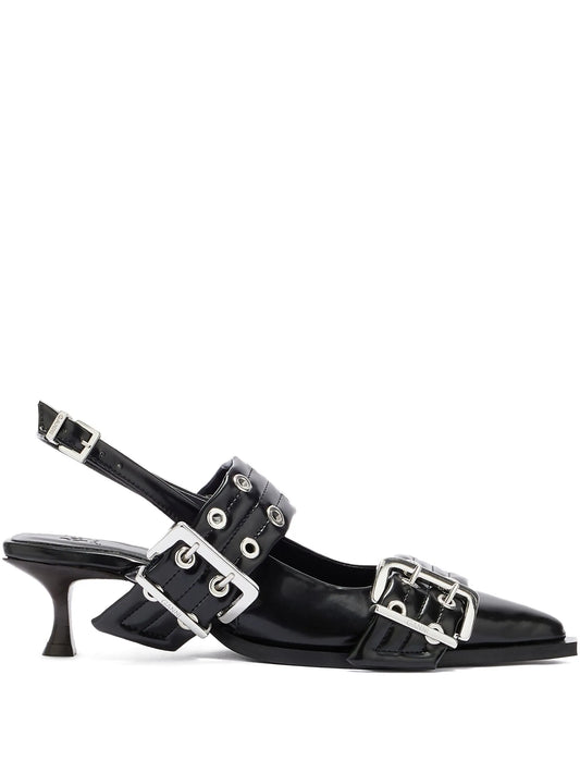 buckle-strap slingback heels