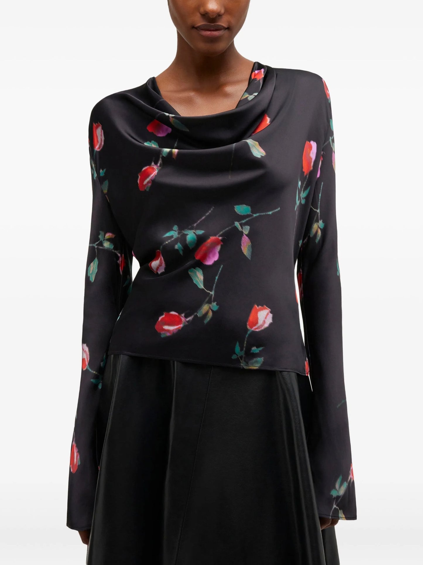 floral cowl-neck top
