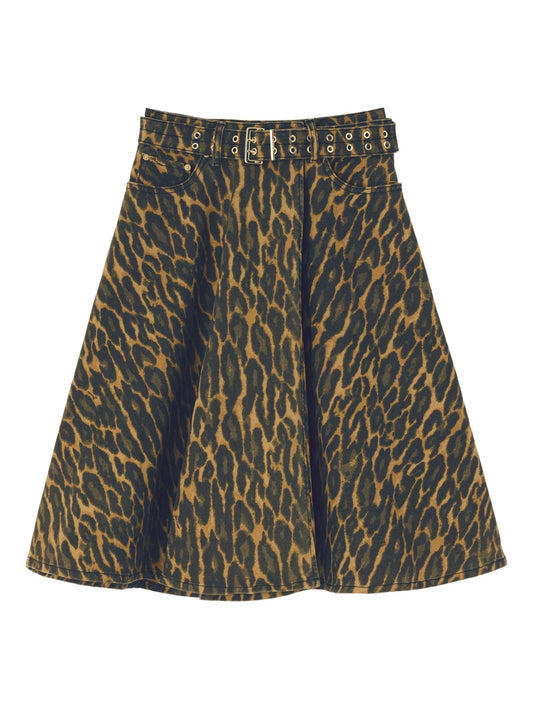 leopard-print midi skirt