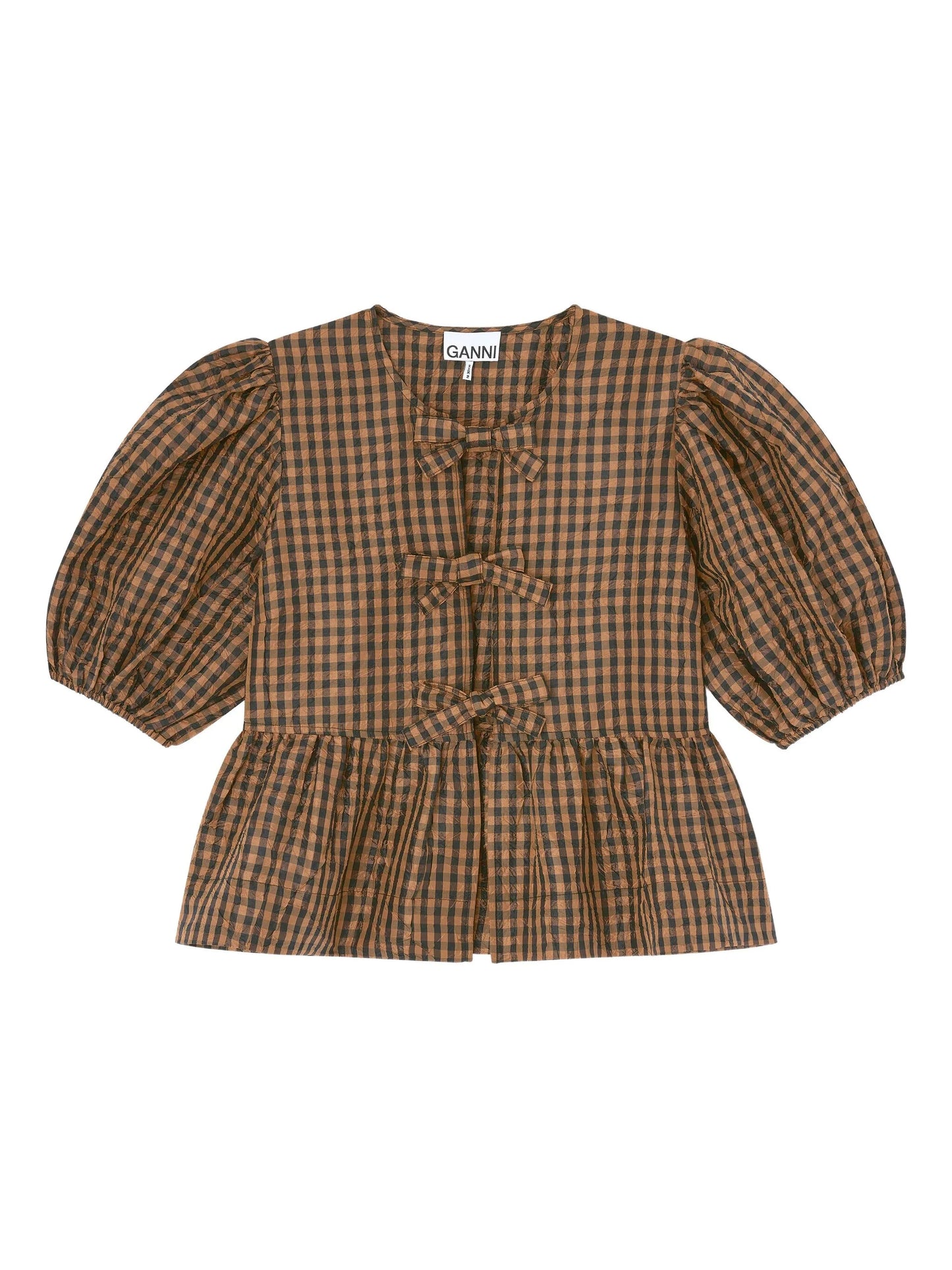 gingham bow blouse