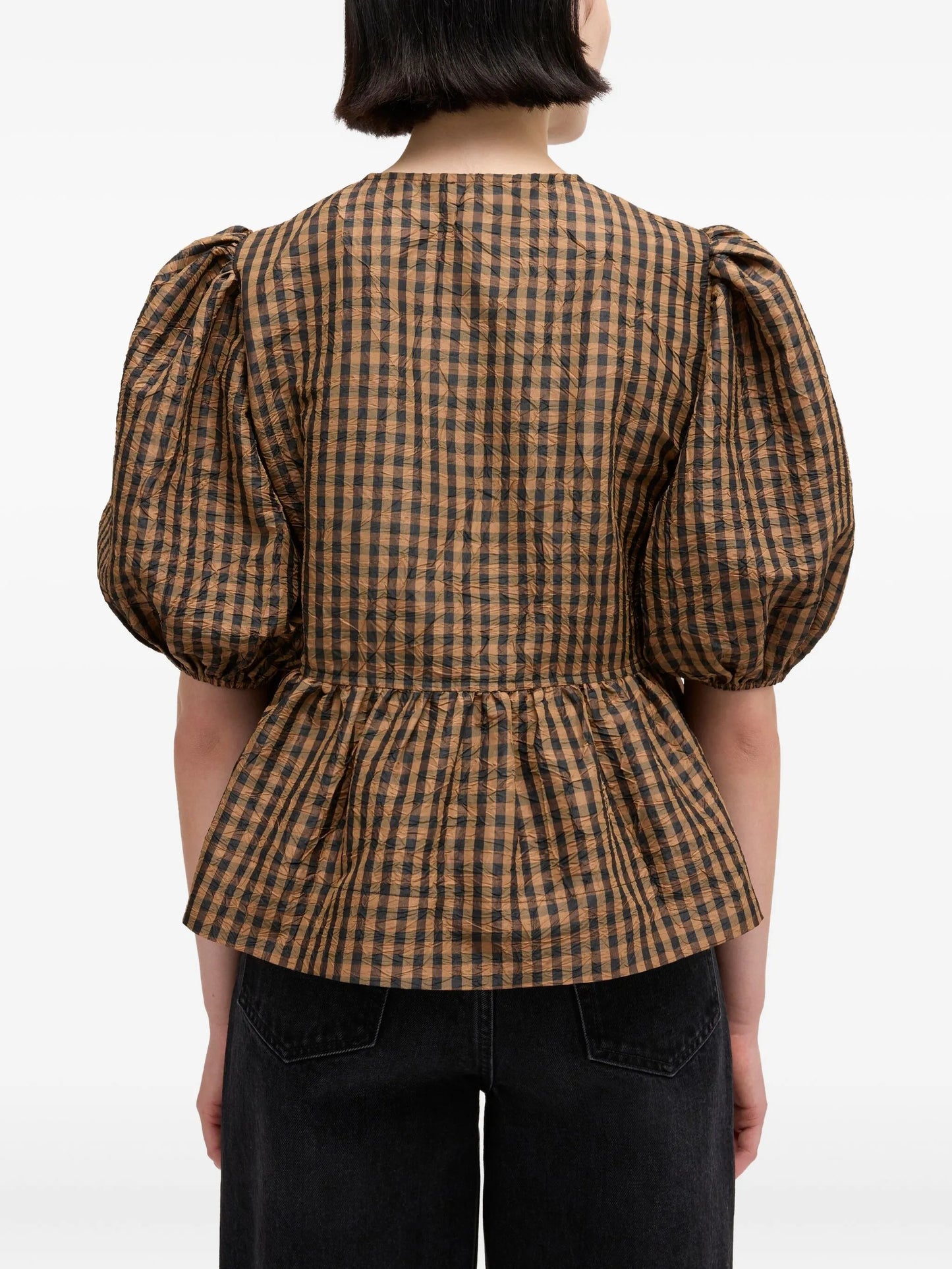 gingham bow blouse