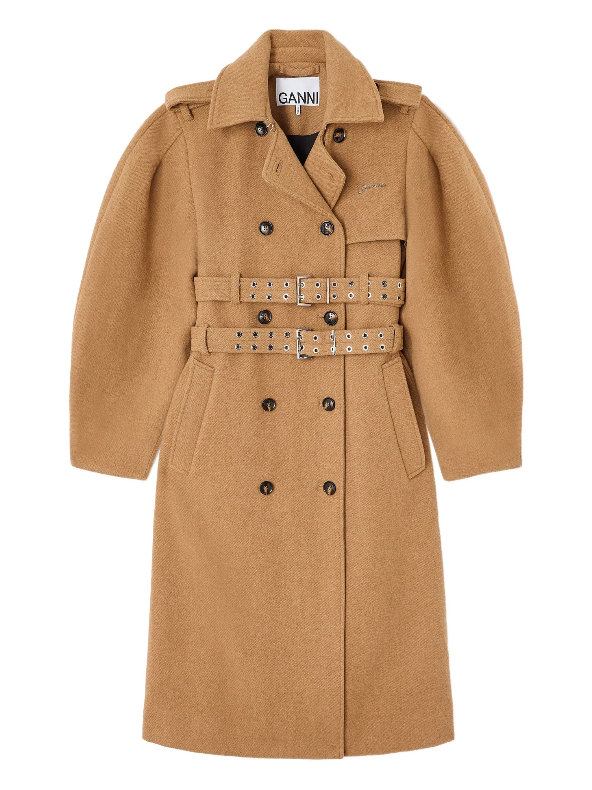 belted double-breasted trench coat