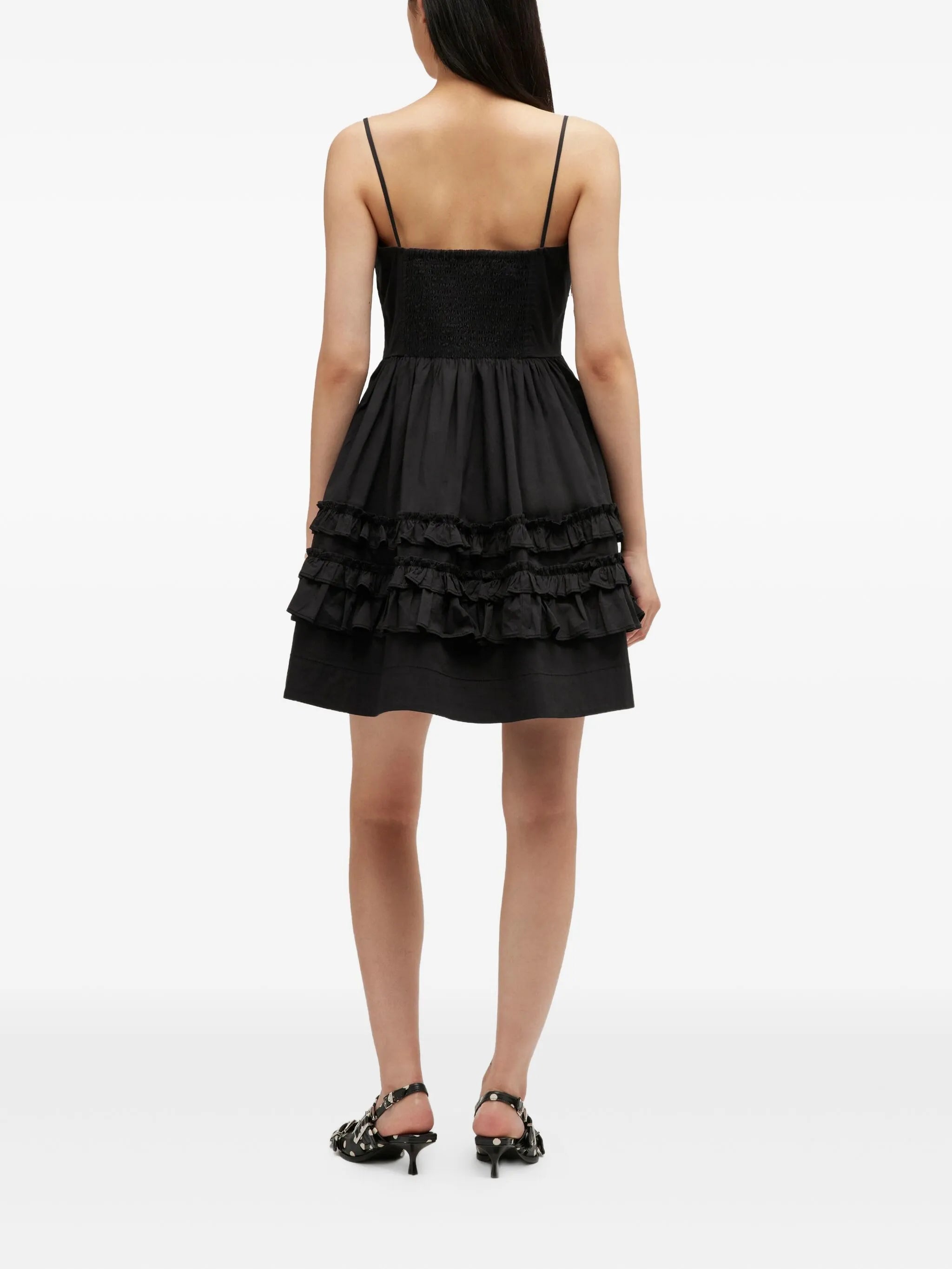 ruffled-trim spaghetti-strap dress