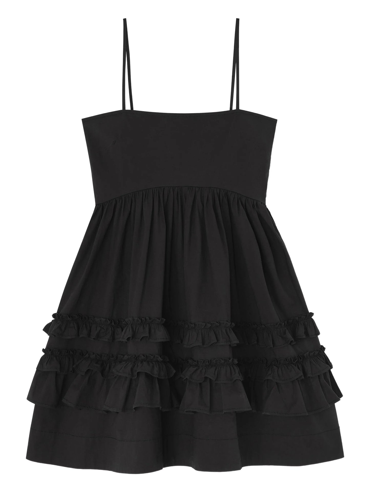 ruffled-trim spaghetti-strap dress